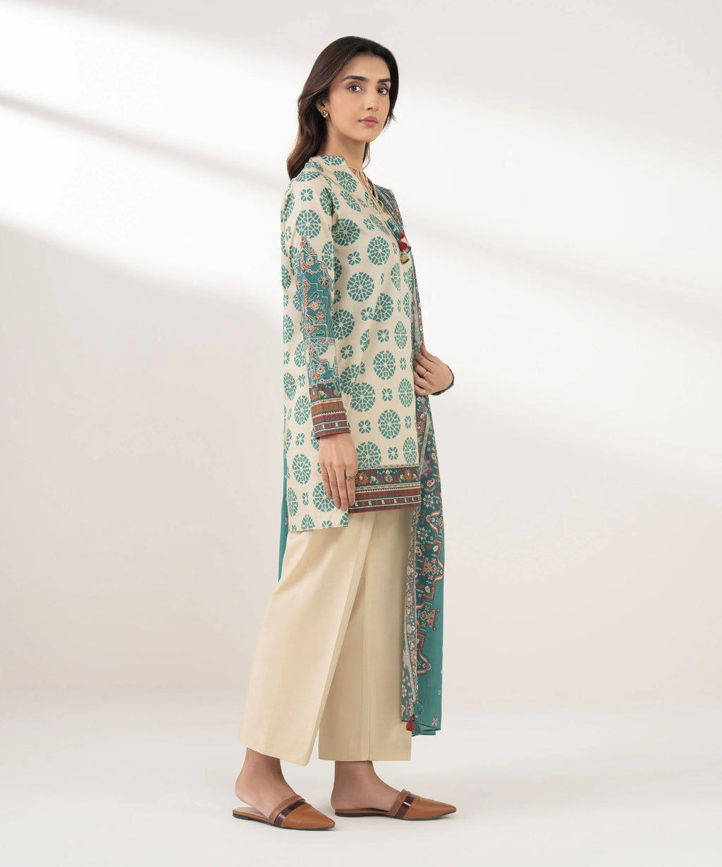 3 Piece - Embroidered Cotton Suit