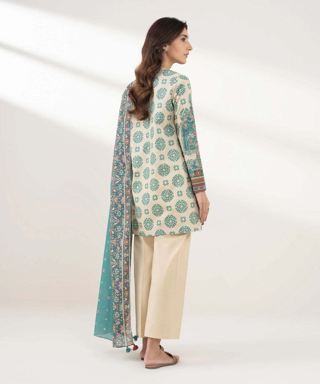 3 Piece - Embroidered Cotton Suit