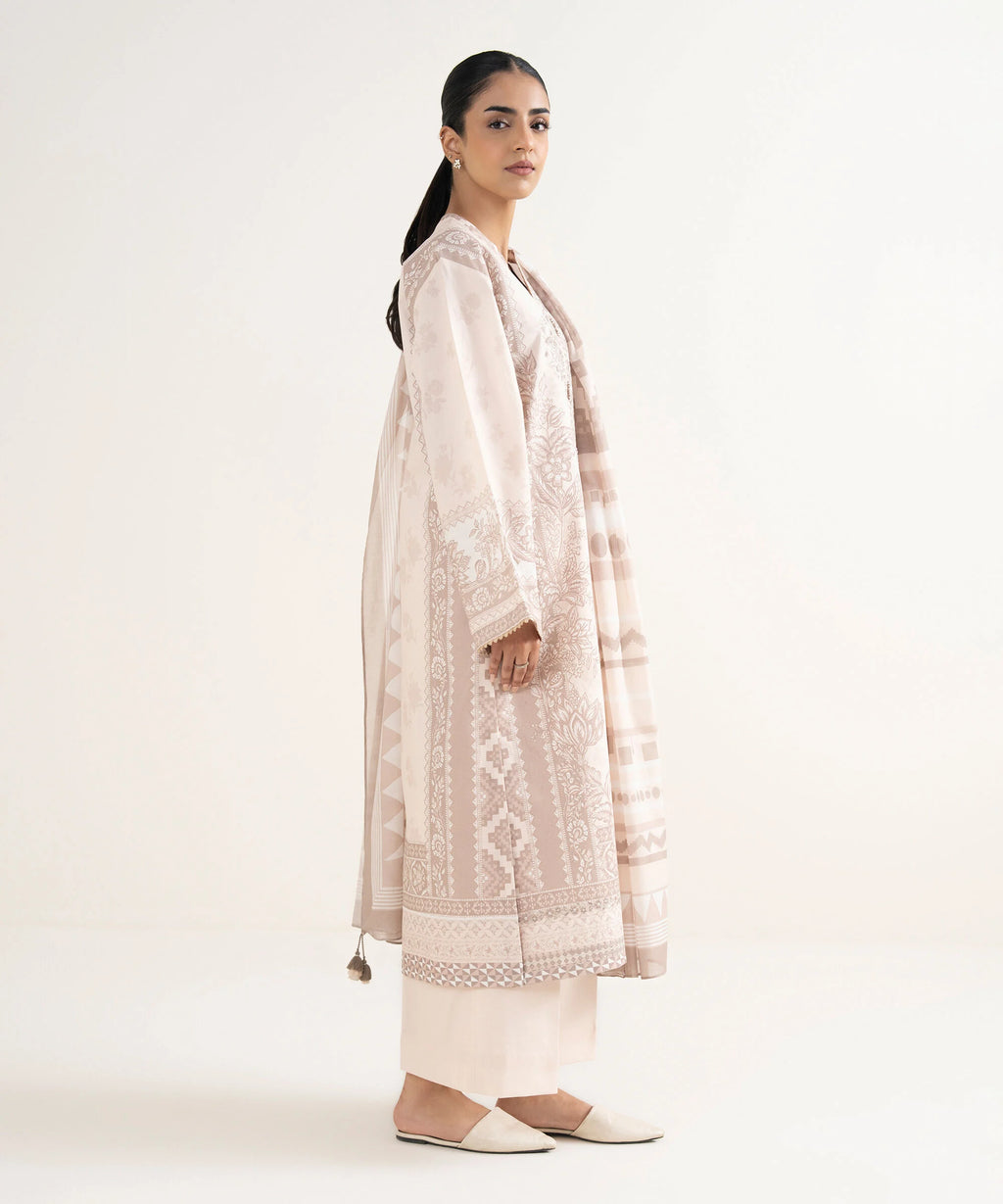 3 Piece - Embroidered Cotton Suit