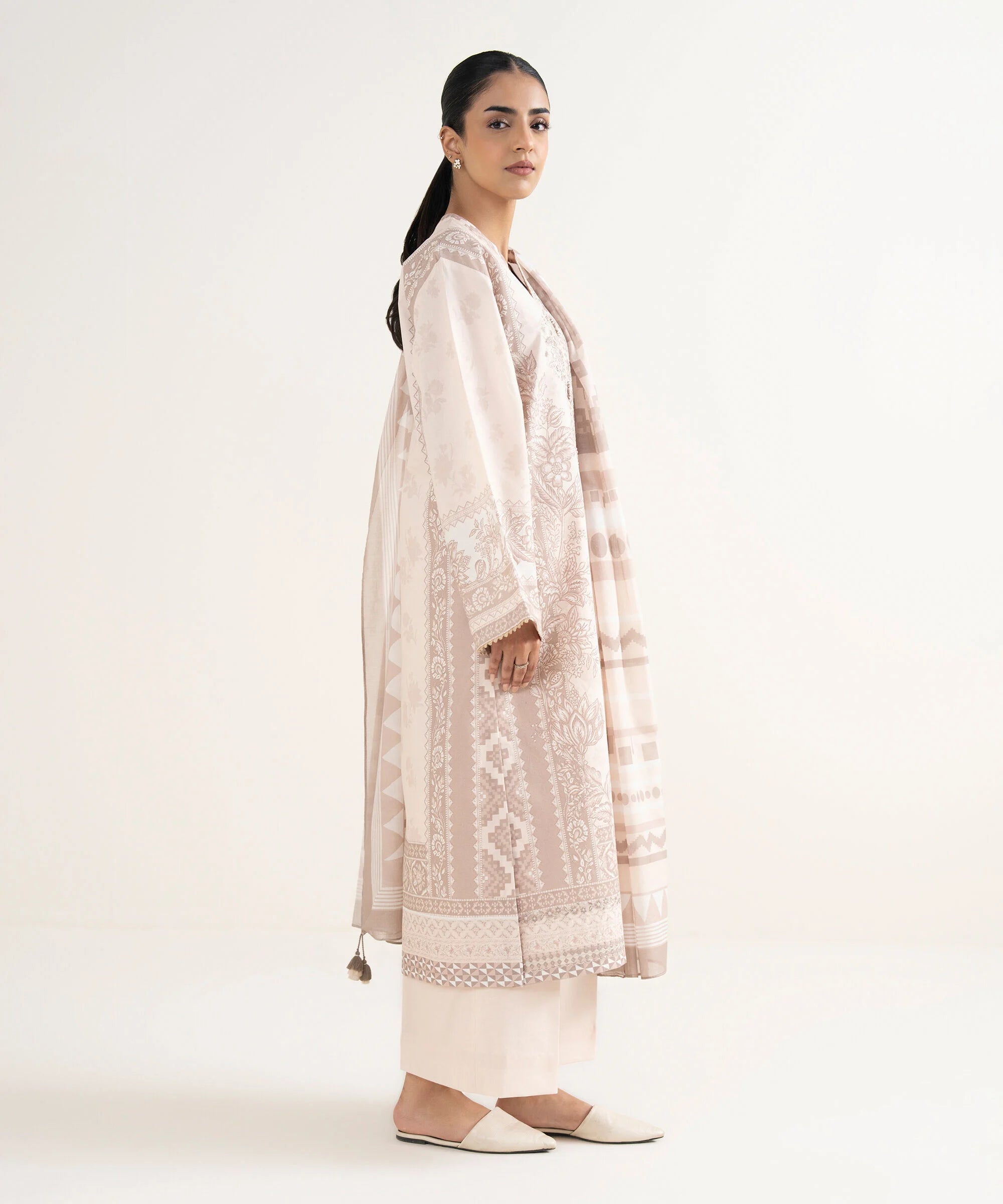3 Piece - Embroidered Cotton Suit