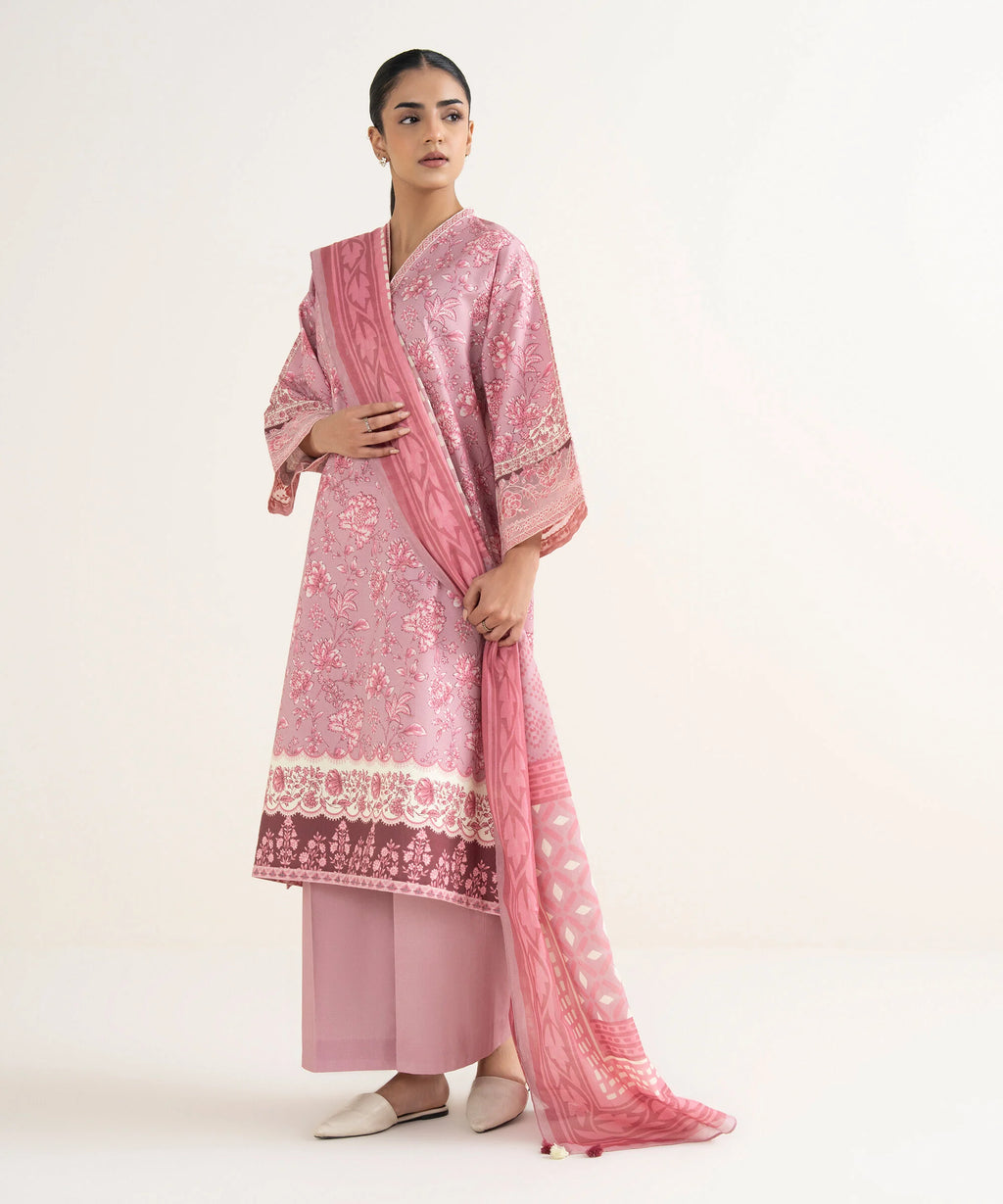 3 Piece - Embroidered Cotton Suit