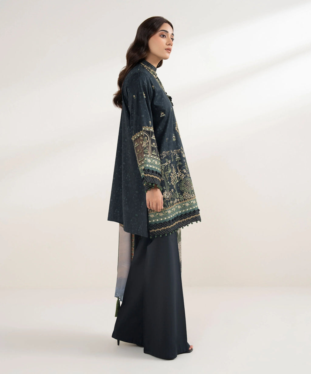 3 Piece - Embroidered Cotton Suit
