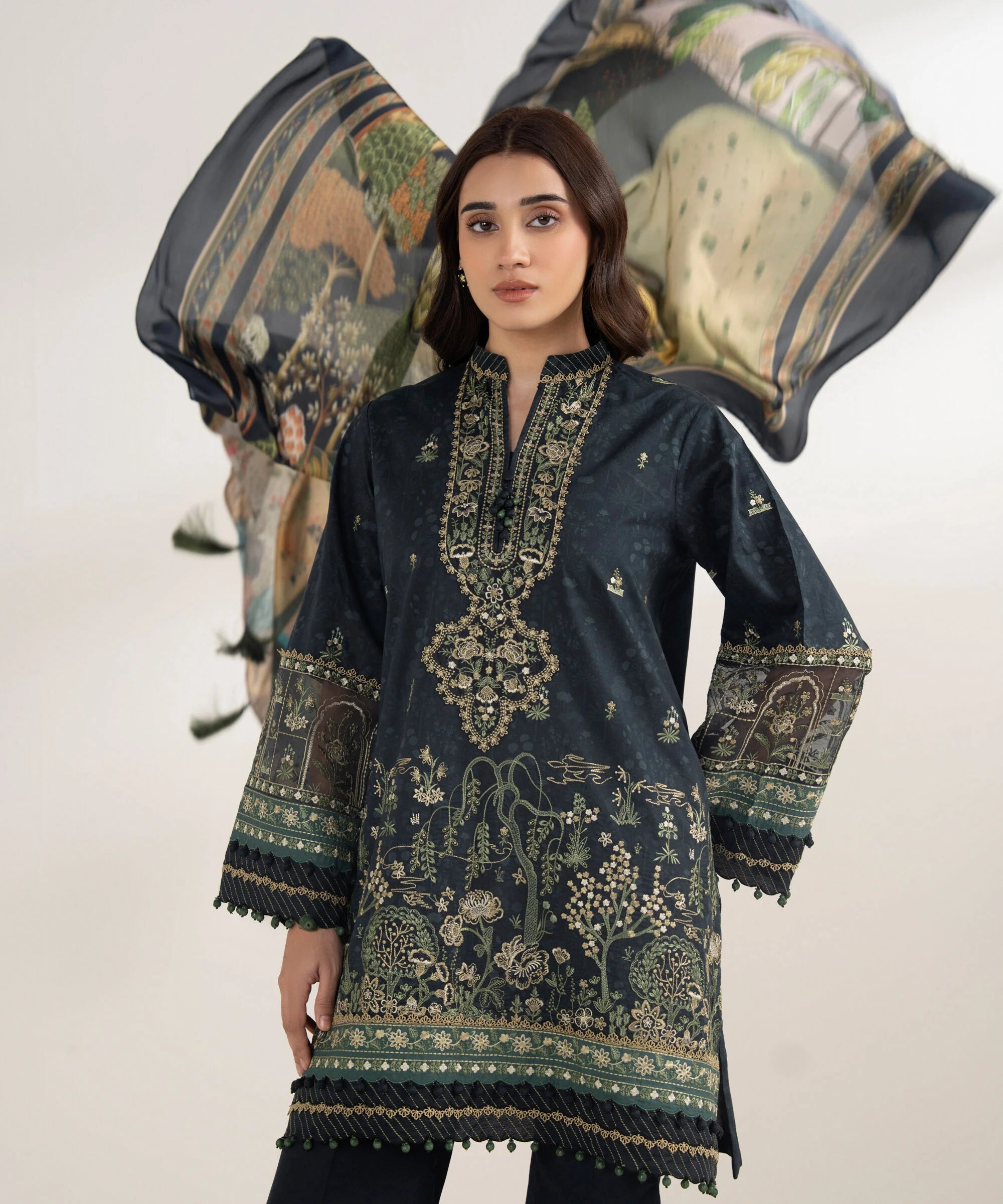 3 Piece - Embroidered Cotton Suit