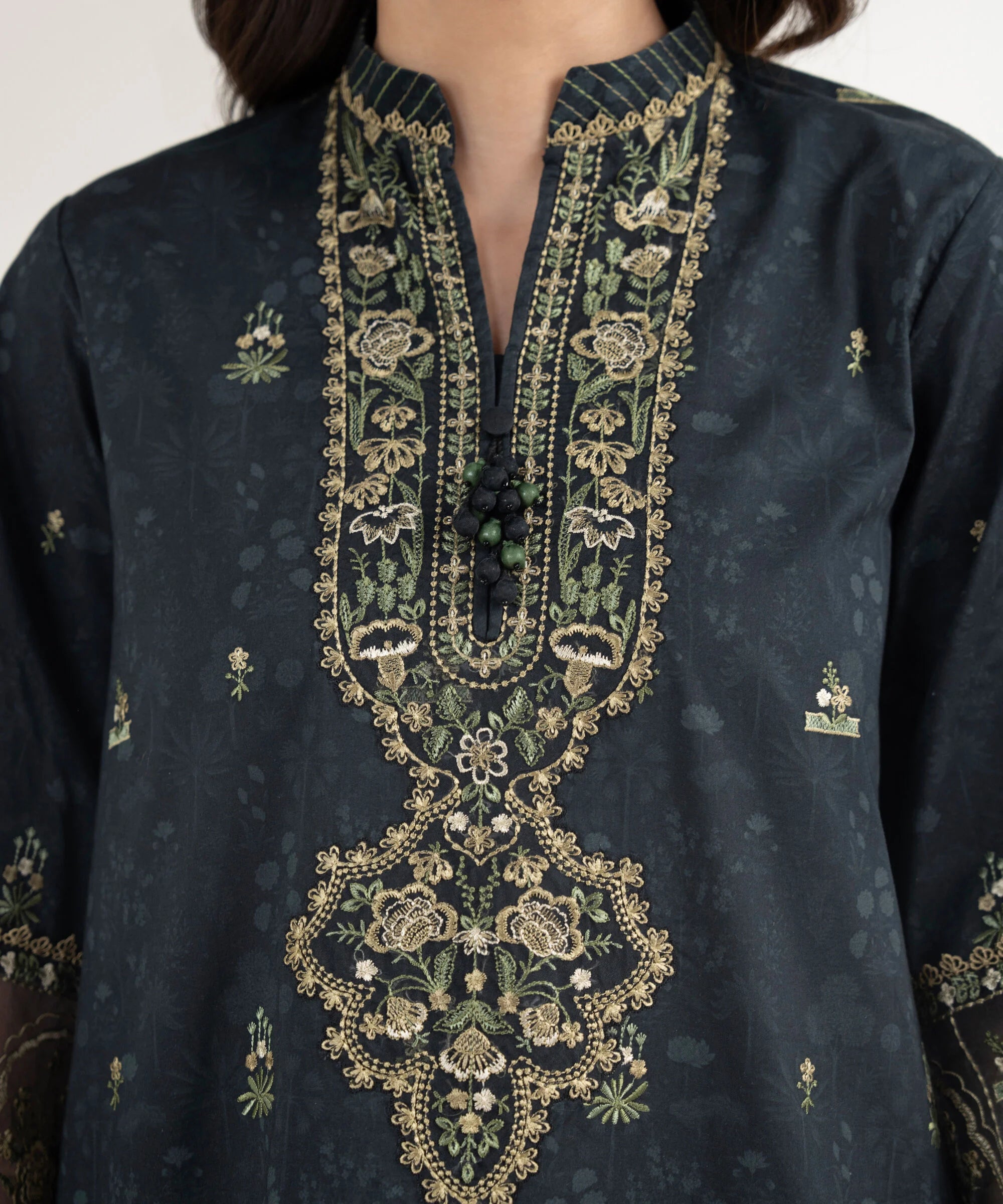 3 Piece - Embroidered Cotton Suit