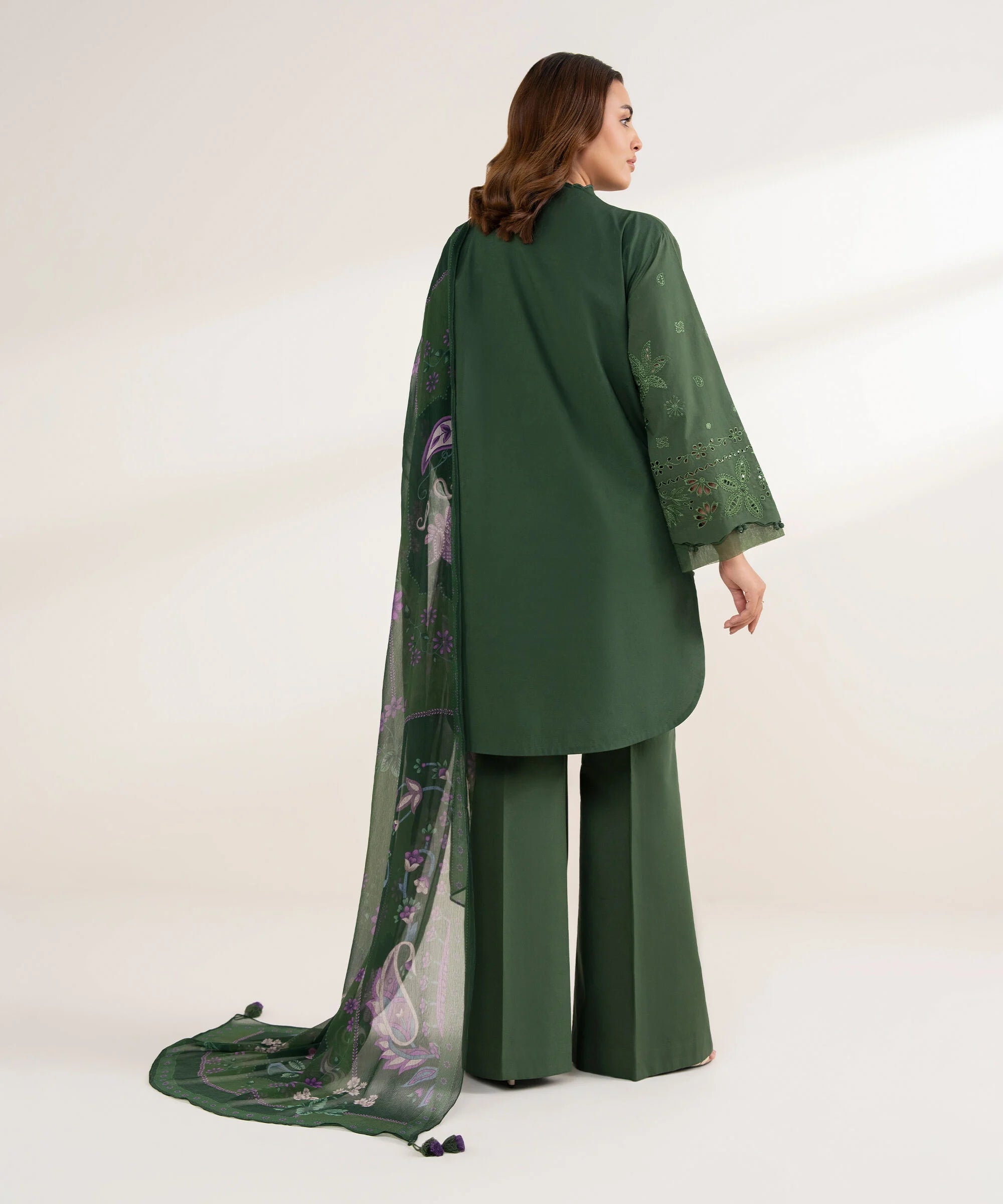 3 Piece - Embroidered Cotton Suit