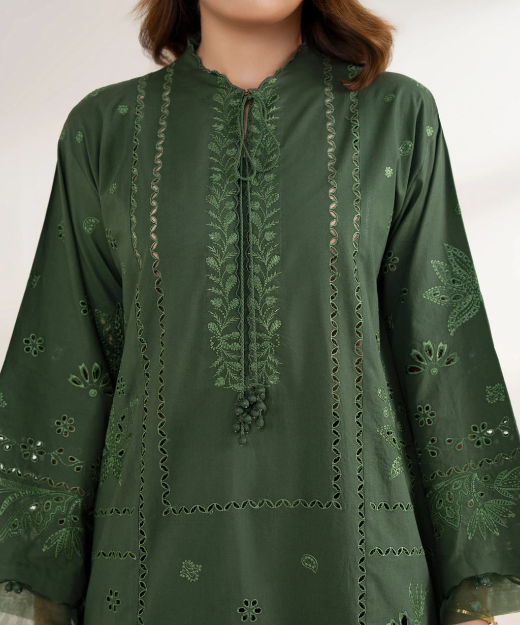 3 Piece - Embroidered Cotton Suit