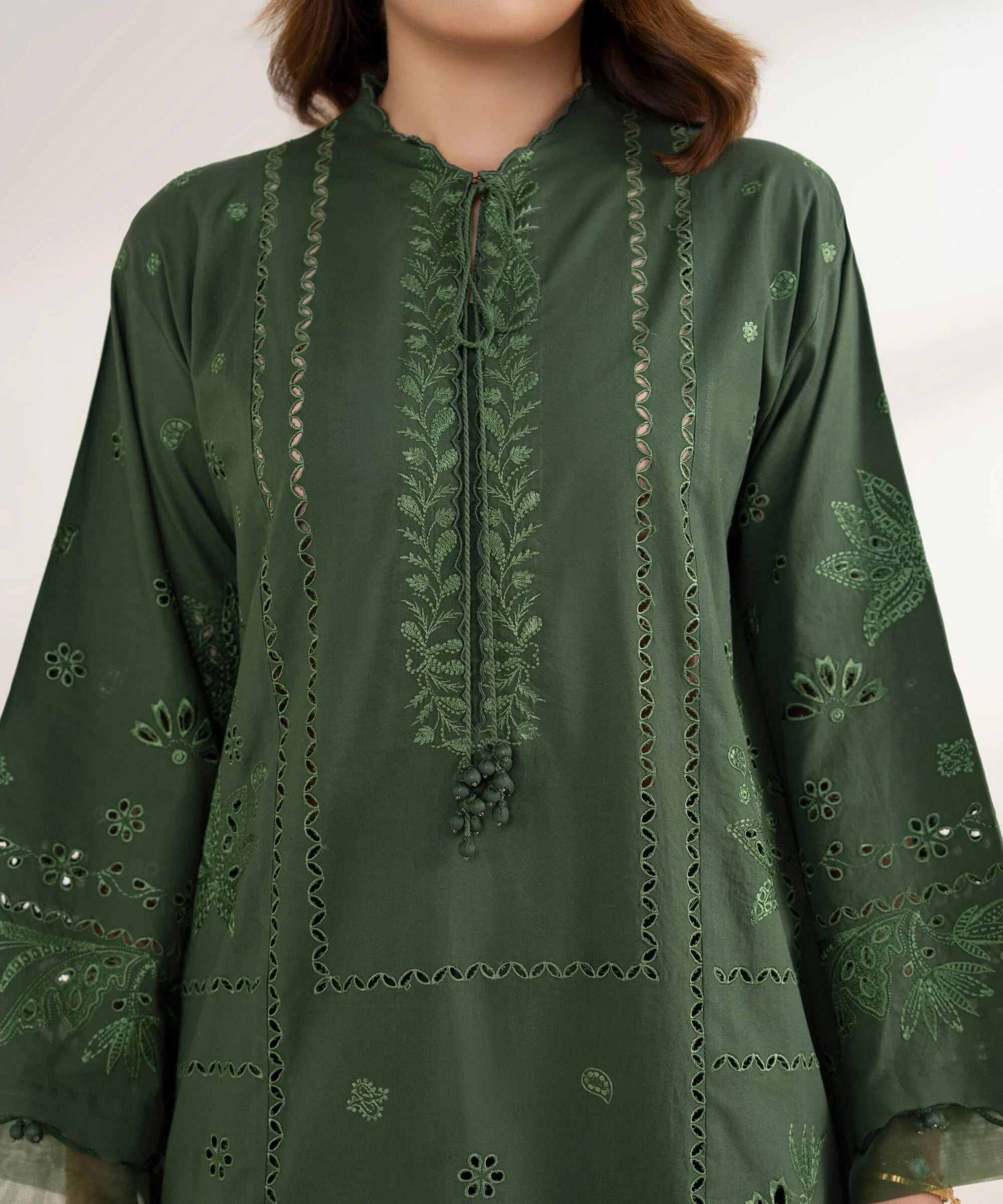 3 Piece - Embroidered Cotton Suit