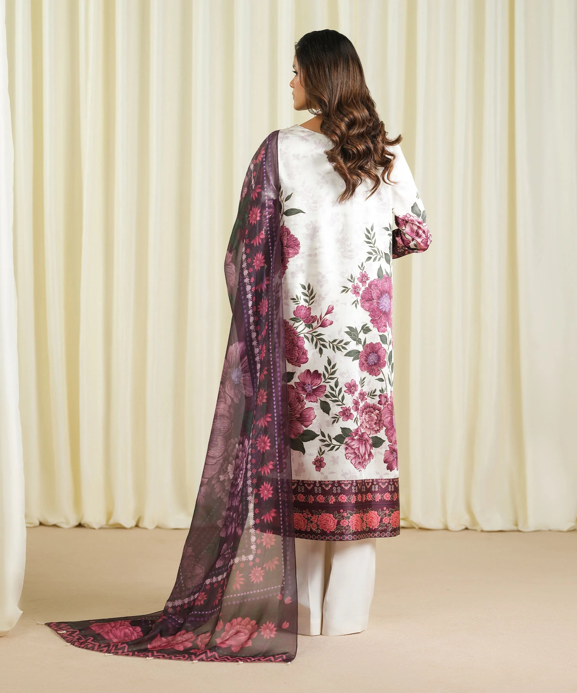 3 Piece - Printed Satin Suit