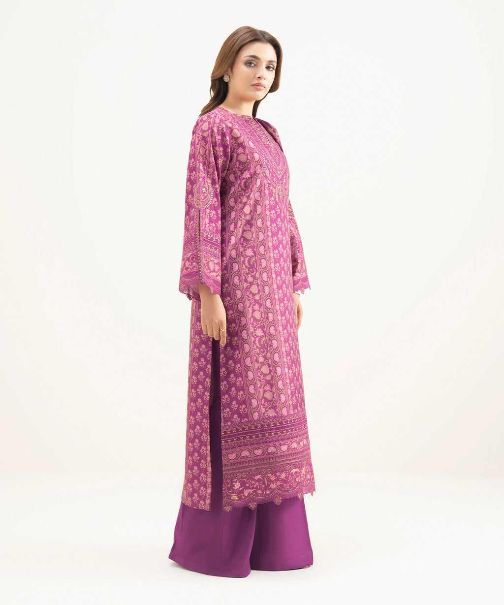 3 Piece - Embroidered Silk Suit