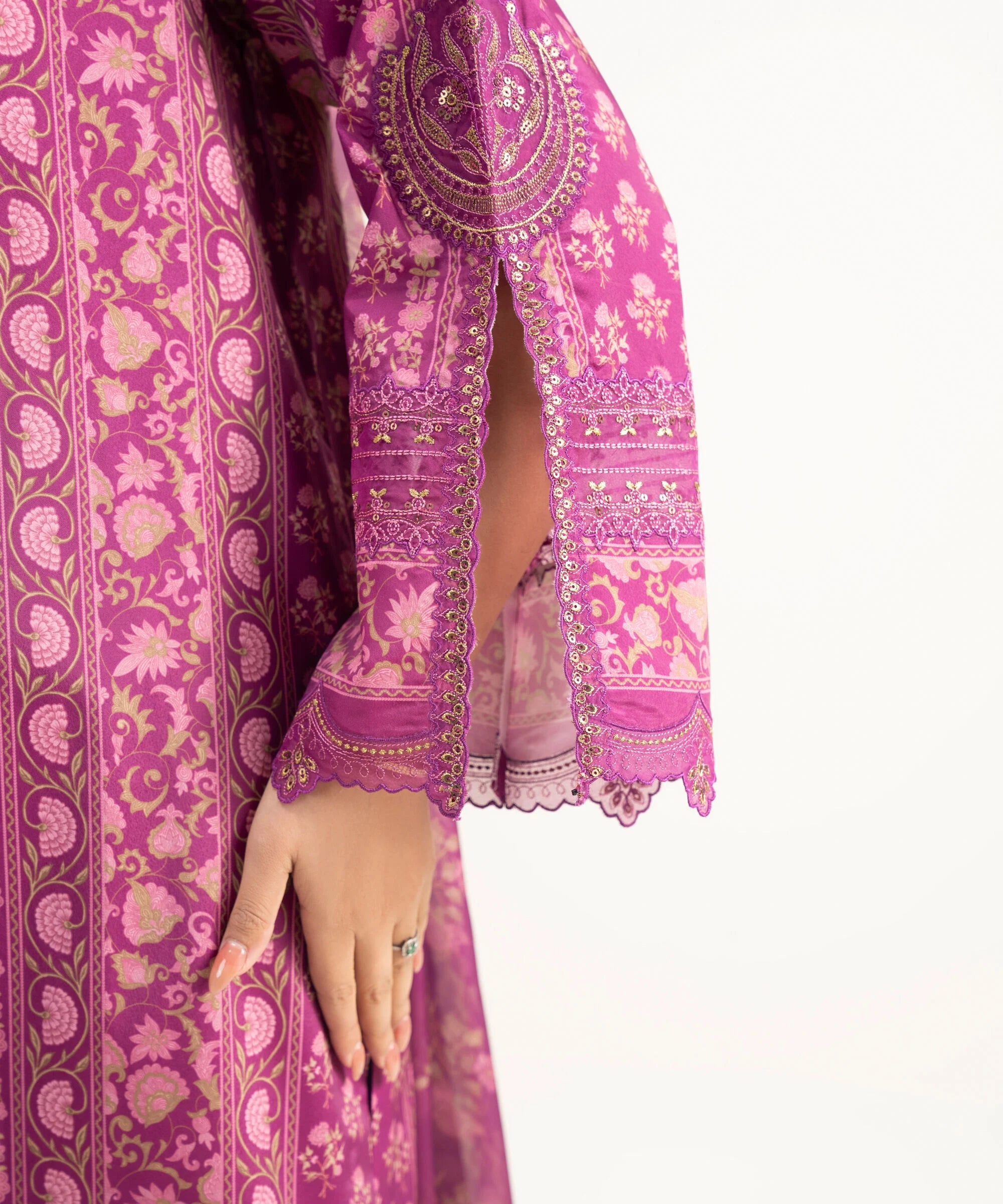 3 Piece - Embroidered Silk Suit