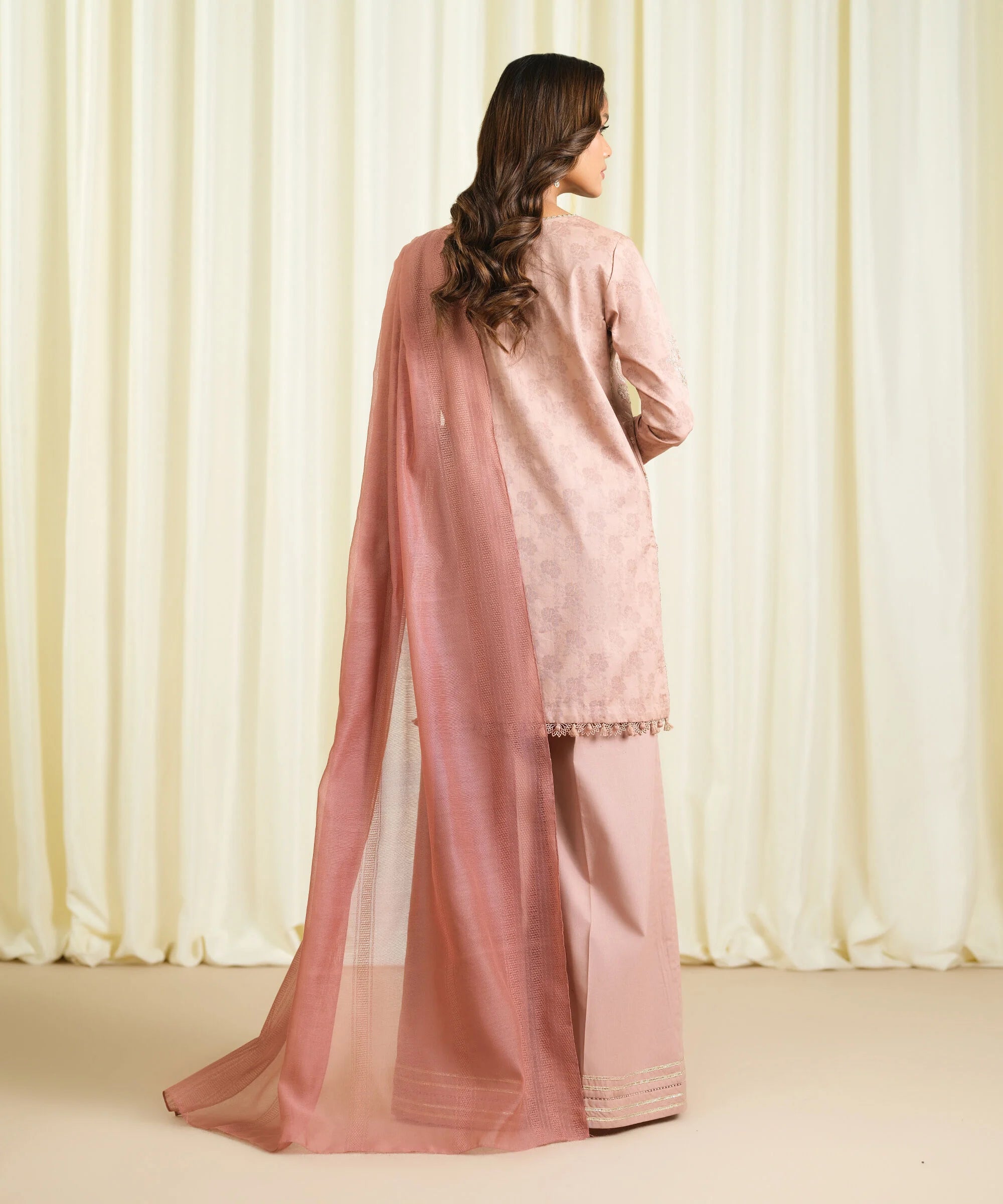 3 Piece - Embroidered Cotton Jacquard Suit