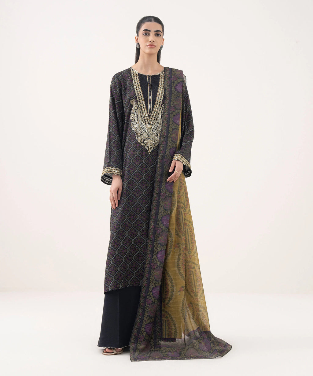 3 Piece - Embroidered Viscose Suit