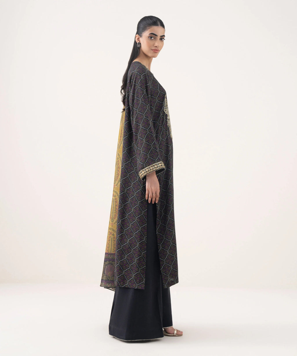 3 Piece - Embroidered Viscose Suit