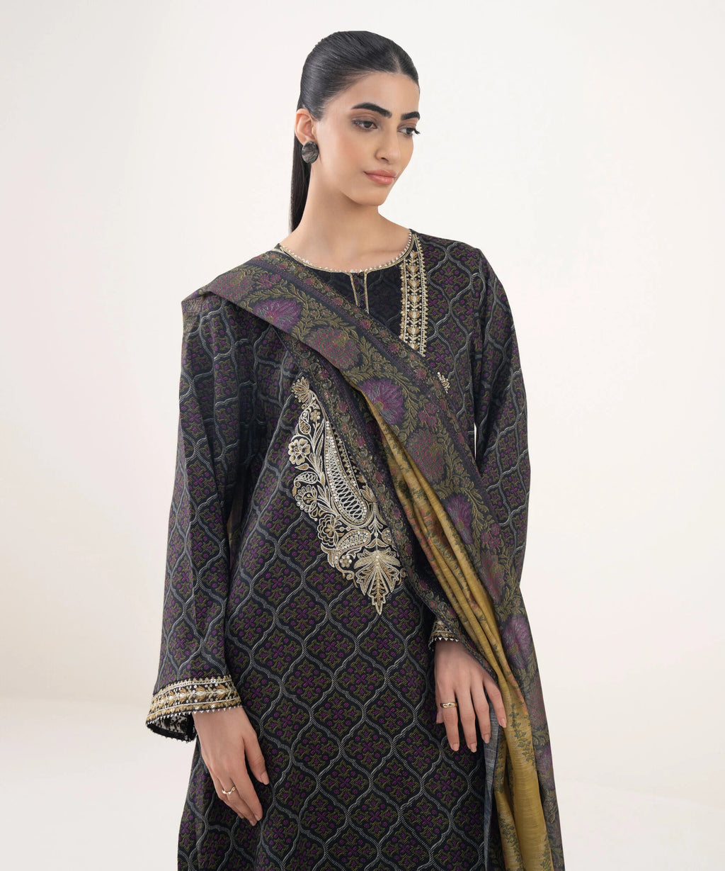 3 Piece - Embroidered Viscose Suit