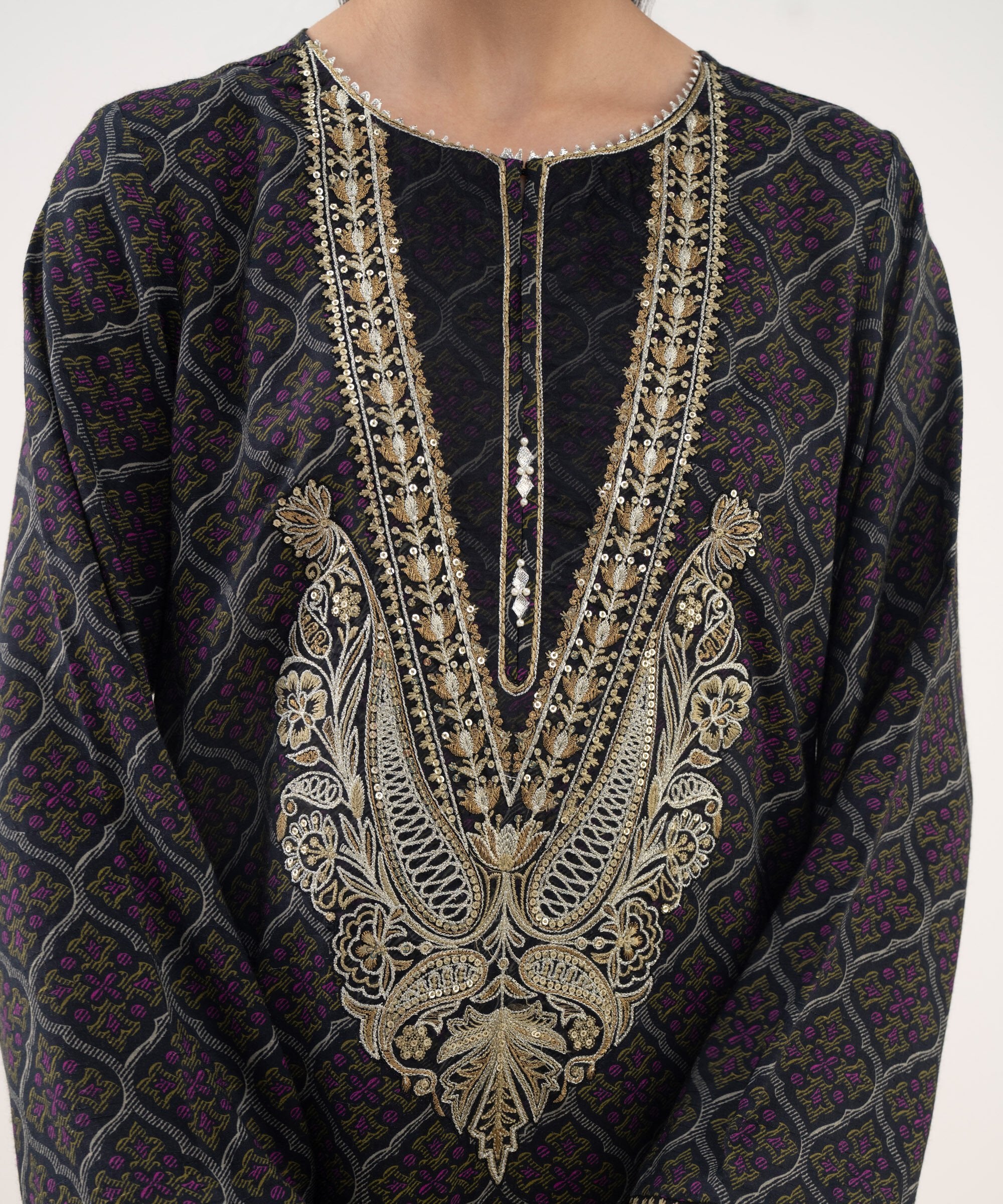 3 Piece - Embroidered Viscose Suit