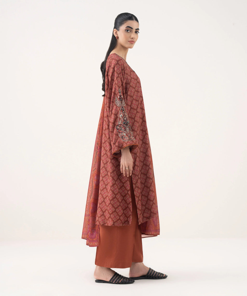 3 Piece - Embroidered Viscose Suit