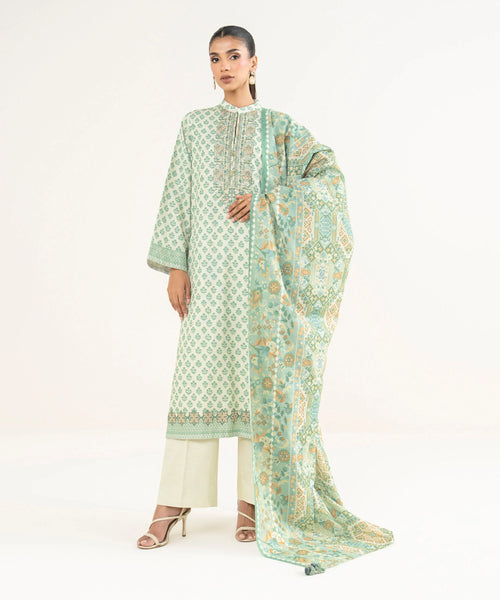 2 Piece - Embroidered Cotton Suit