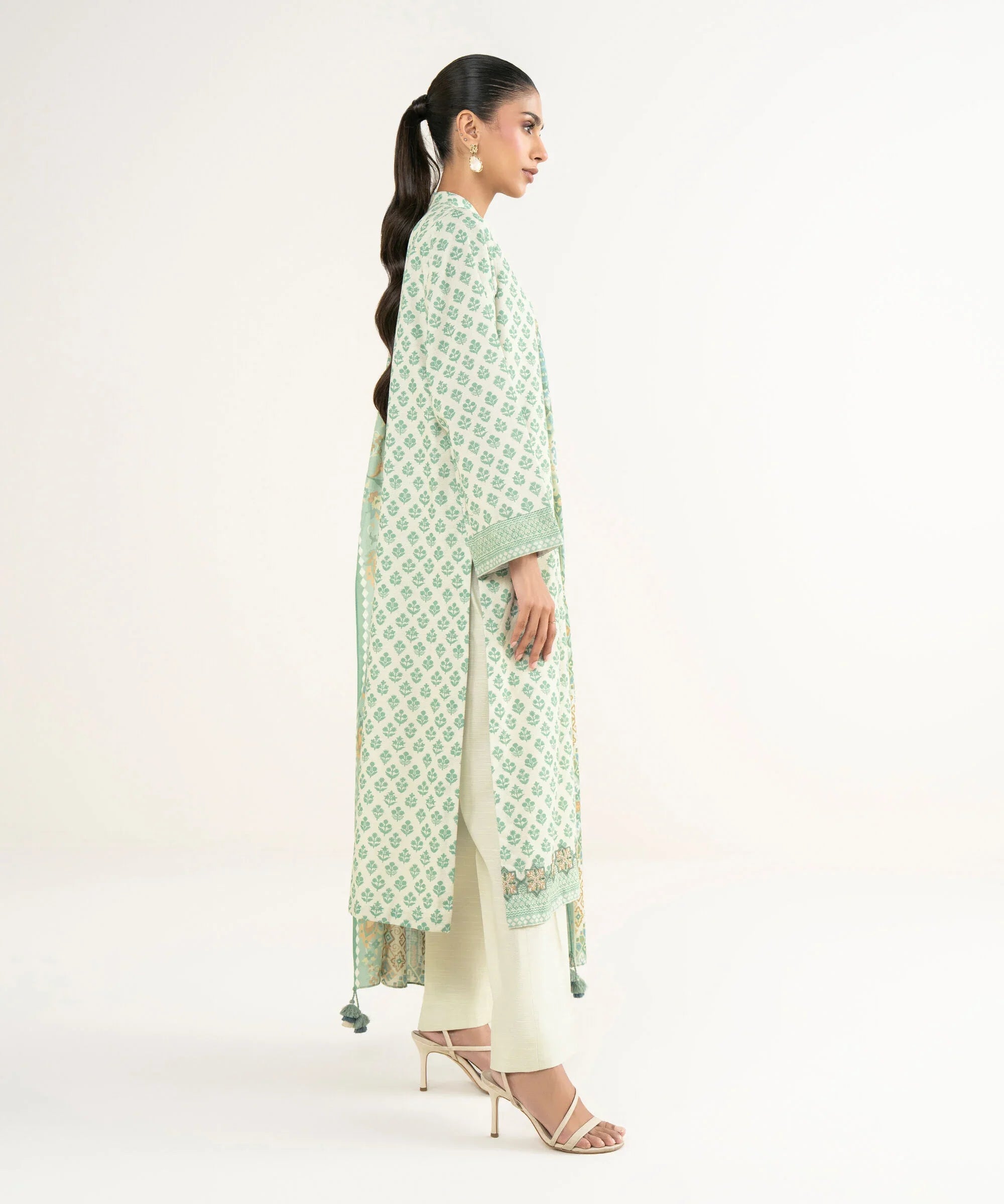 2 Piece - Embroidered Cotton Suit