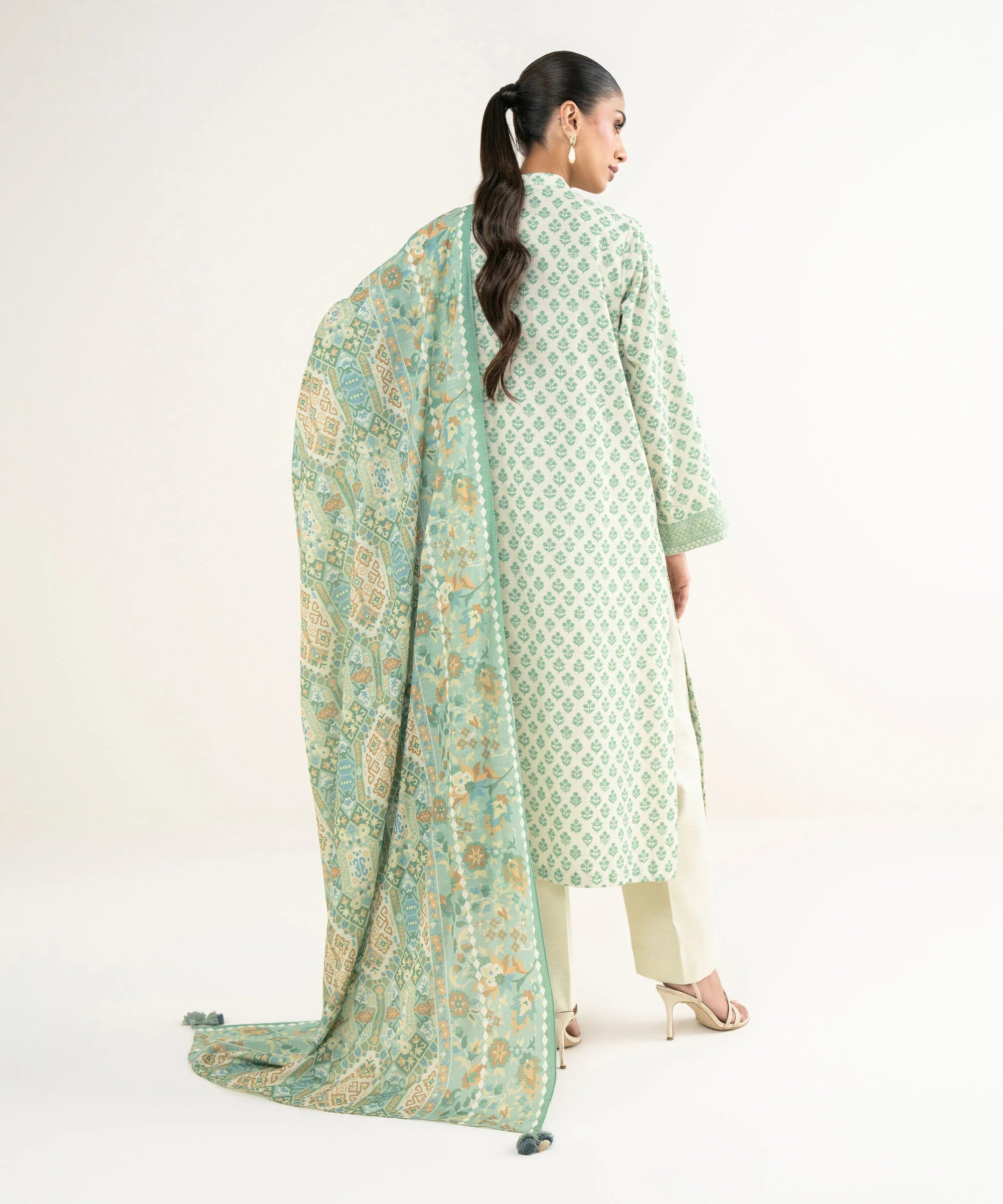 2 Piece - Embroidered Cotton Suit