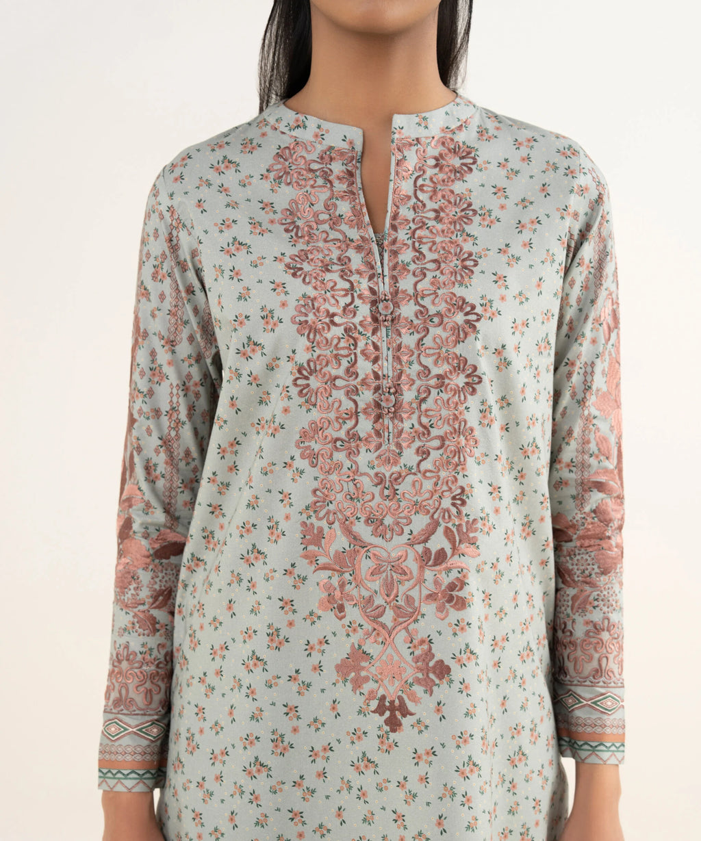 3 Piece - Embroidered Cotton Suit