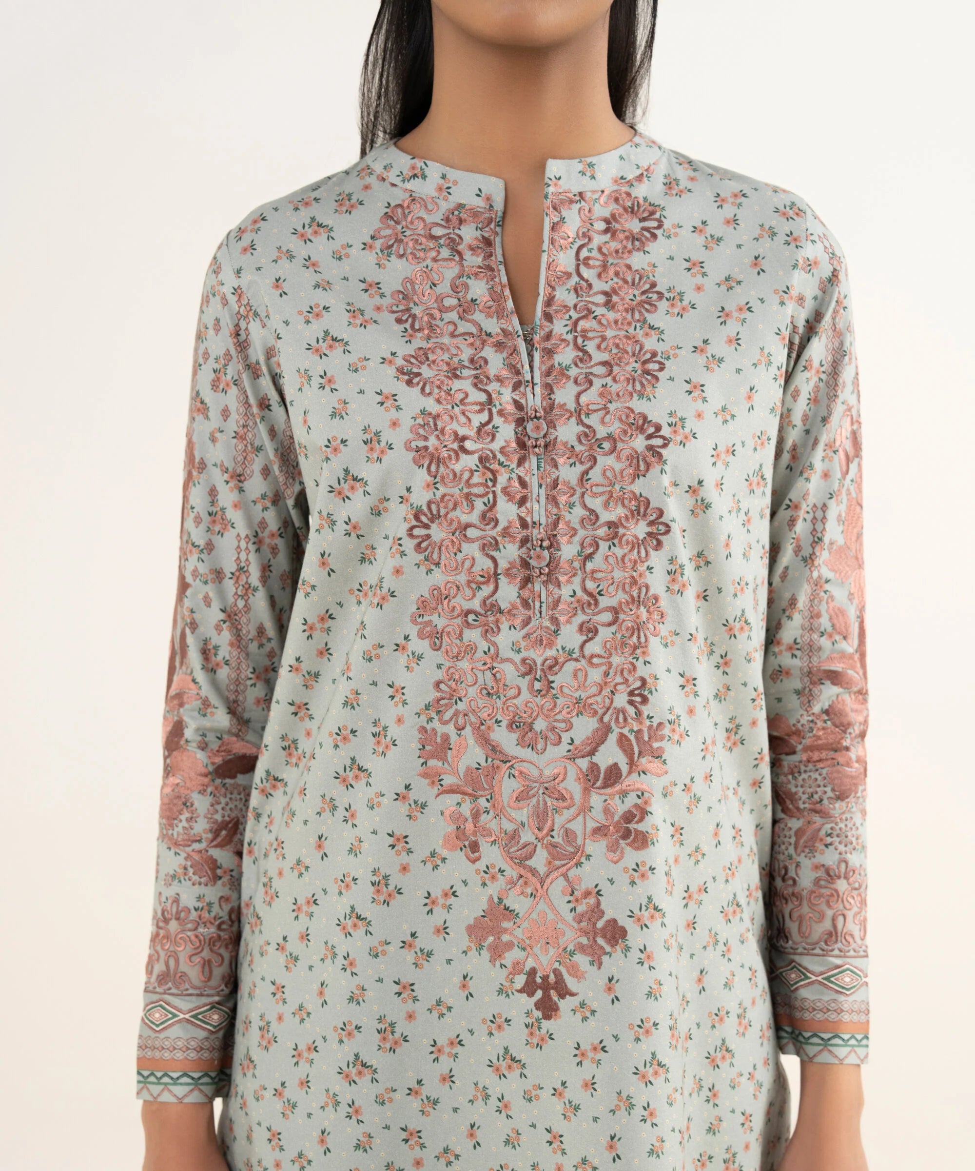 3 Piece - Embroidered Cotton Suit