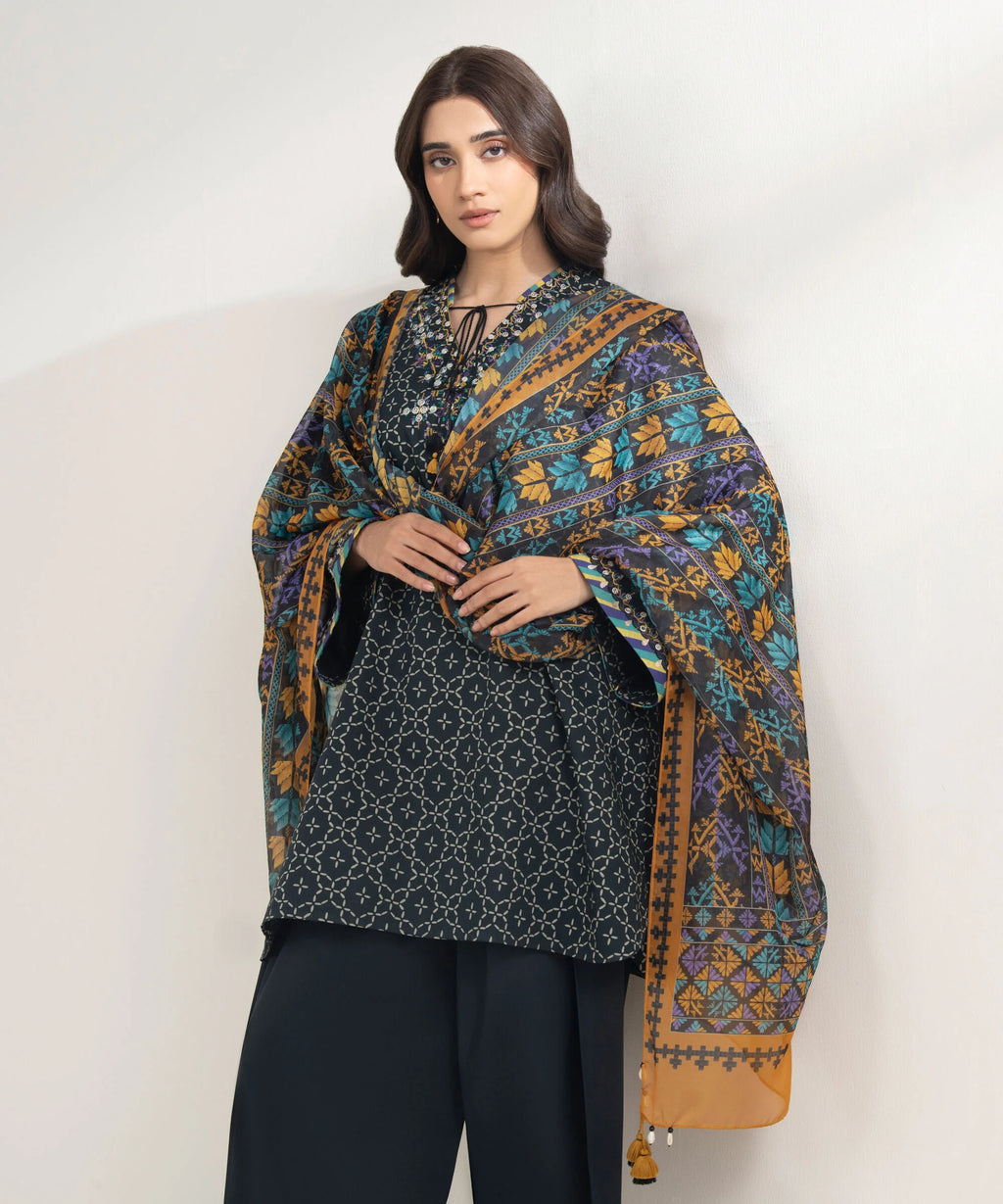 3 Piece - Embroidered Cotton Suit