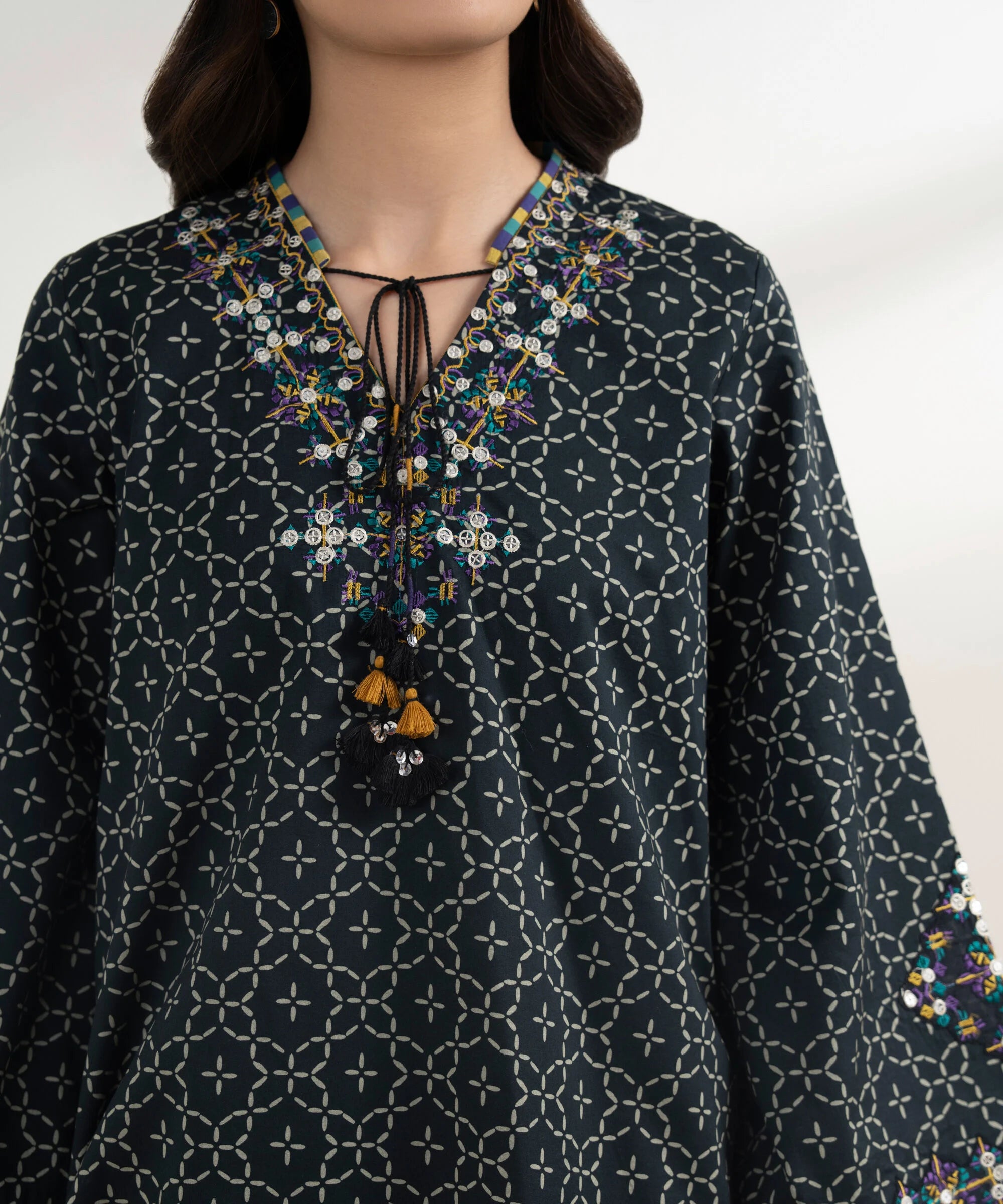 3 Piece - Embroidered Cotton Suit
