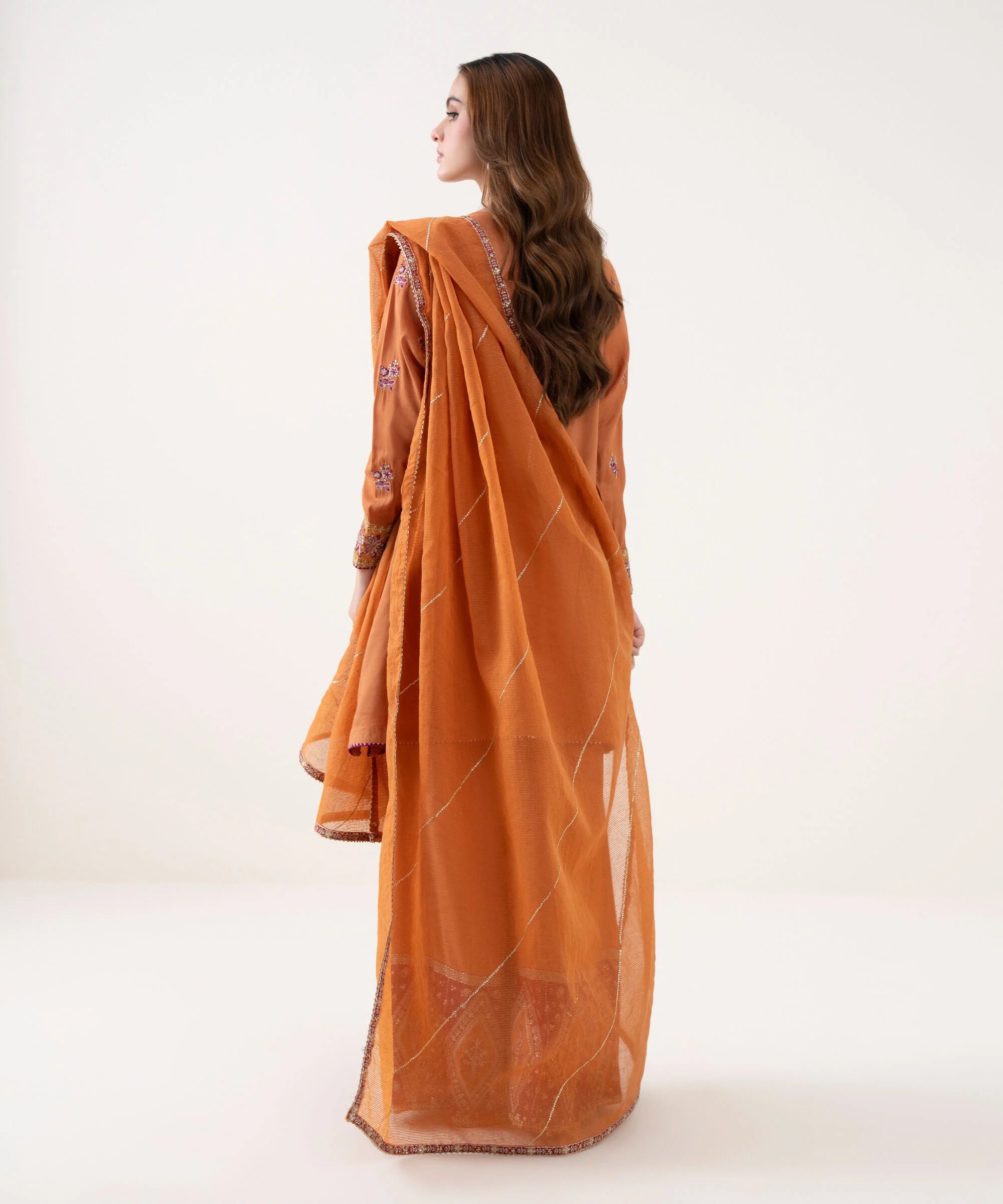 3 Piece - Embroidered Raw Silk Suit
