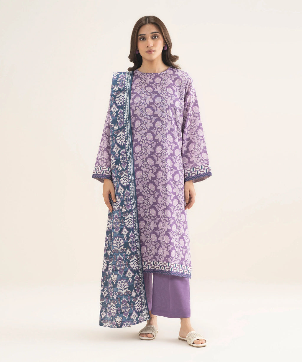 3 Piece - Printed Khaddar Suit