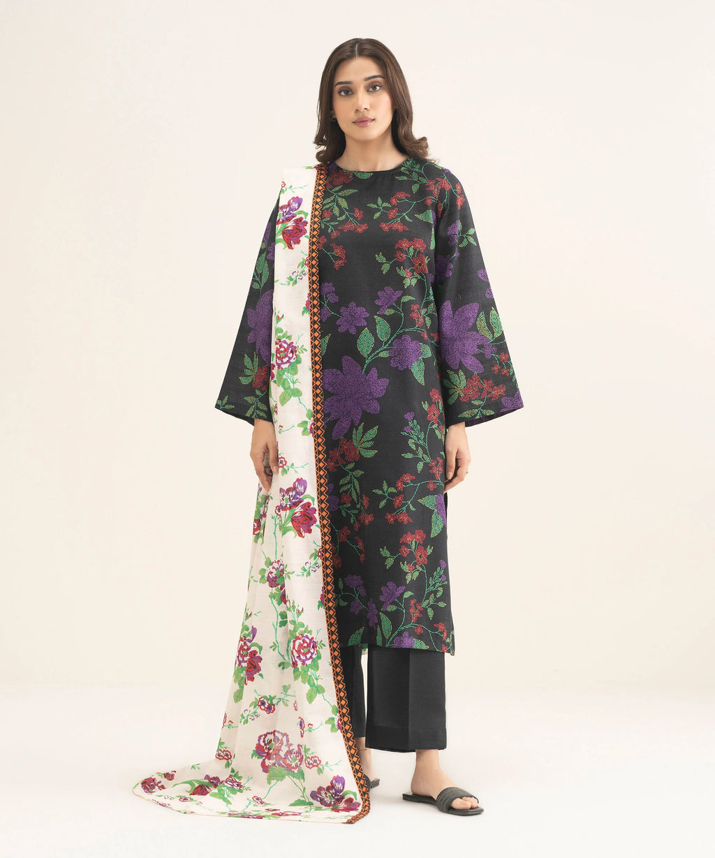 3 Piece - Printed Khaddar Suit