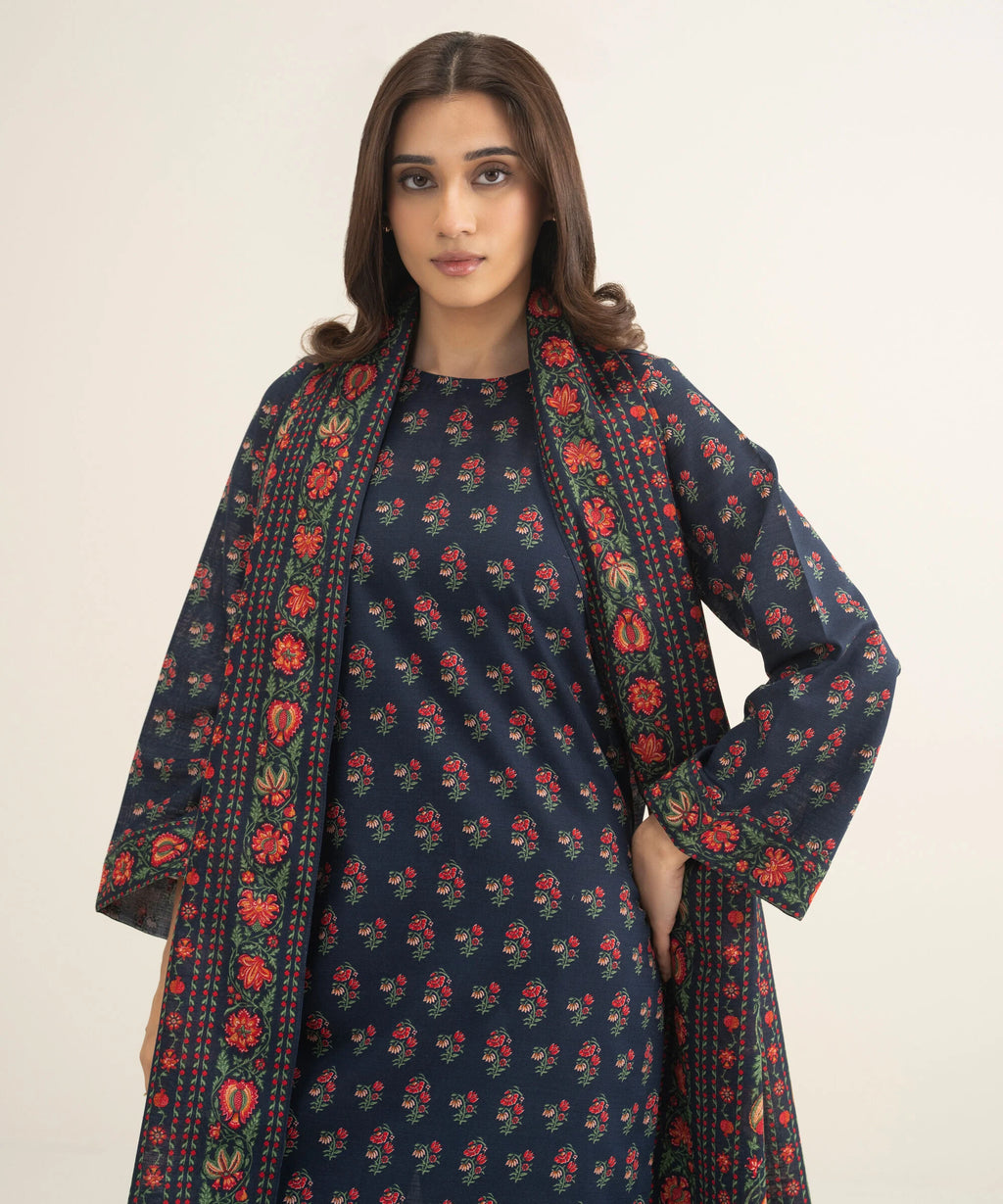3 Piece - Printed Khaddar Suit