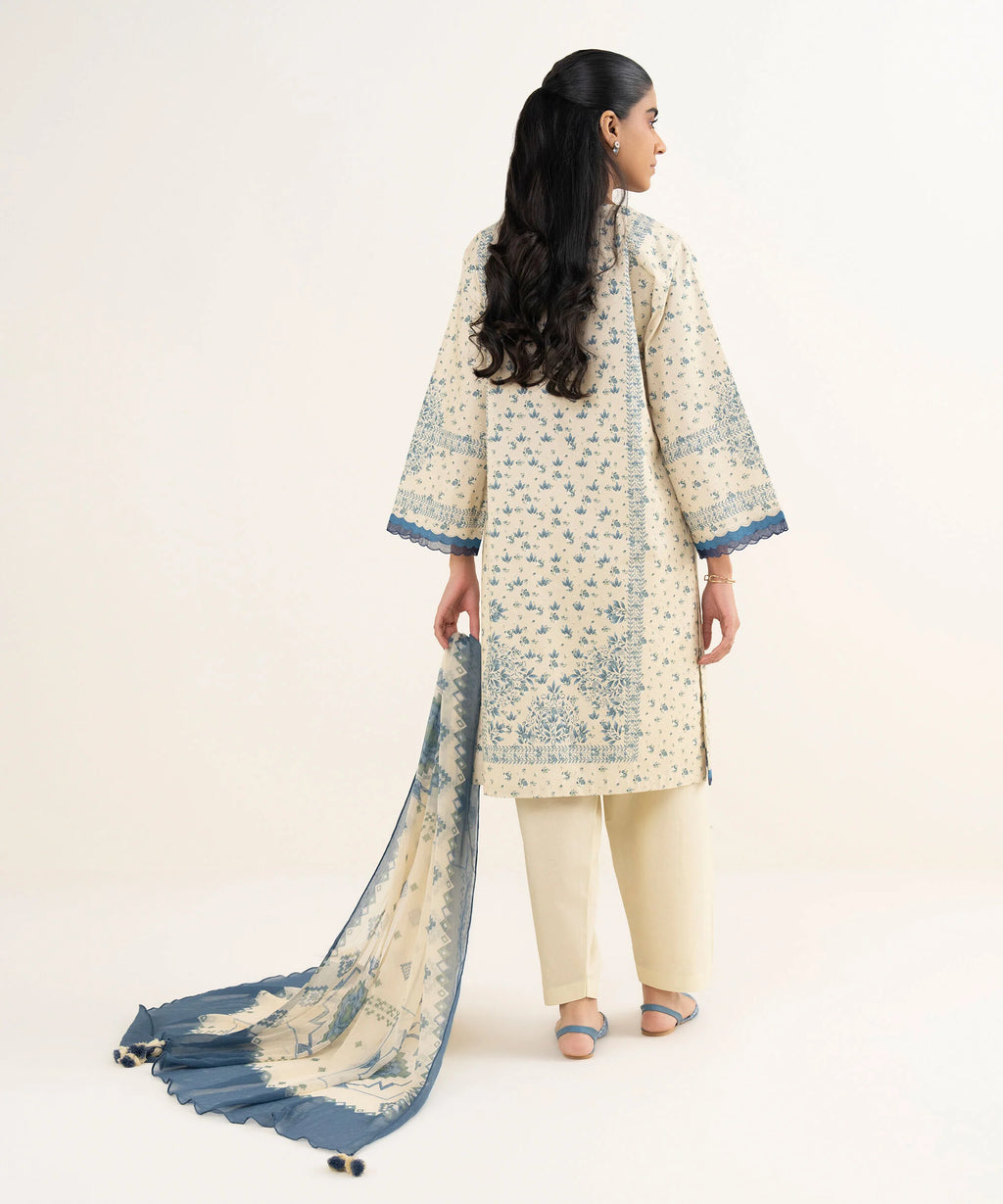 3 Piece - Embroidered Cotton Suit