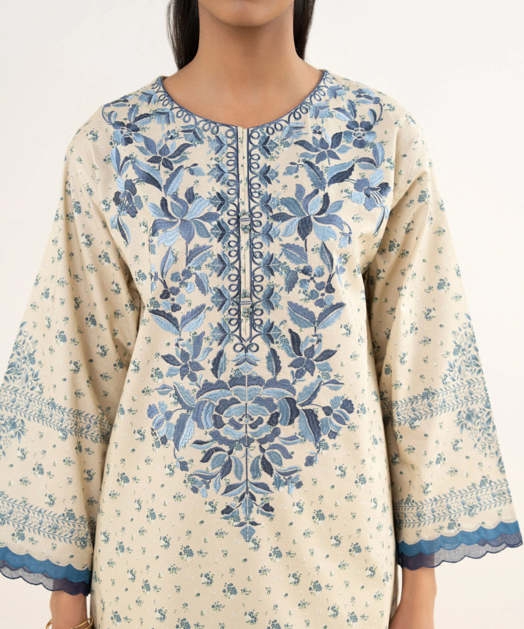 3 Piece - Embroidered Cotton Suit