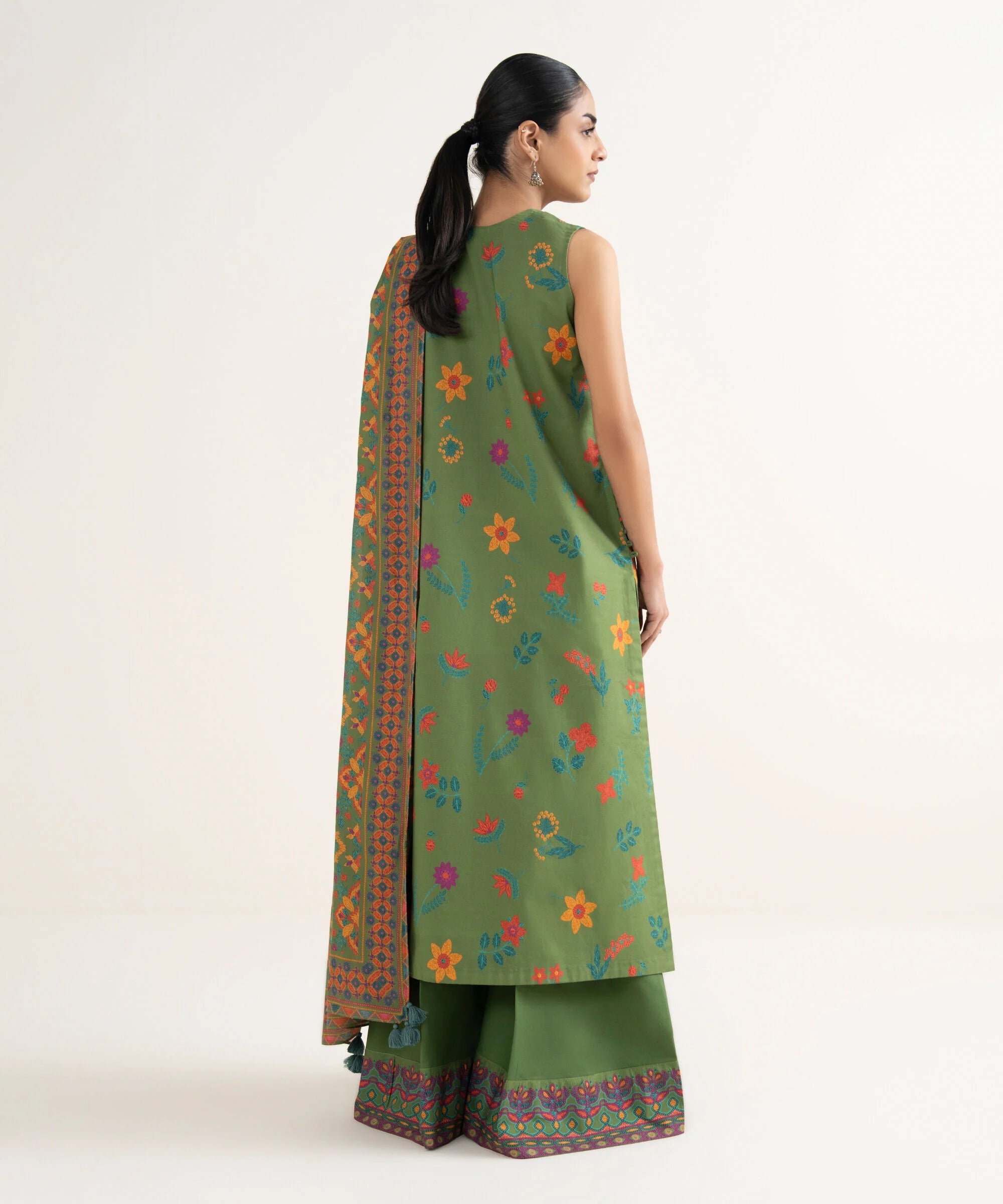 3 Piece - Embroidered Cotton Suit