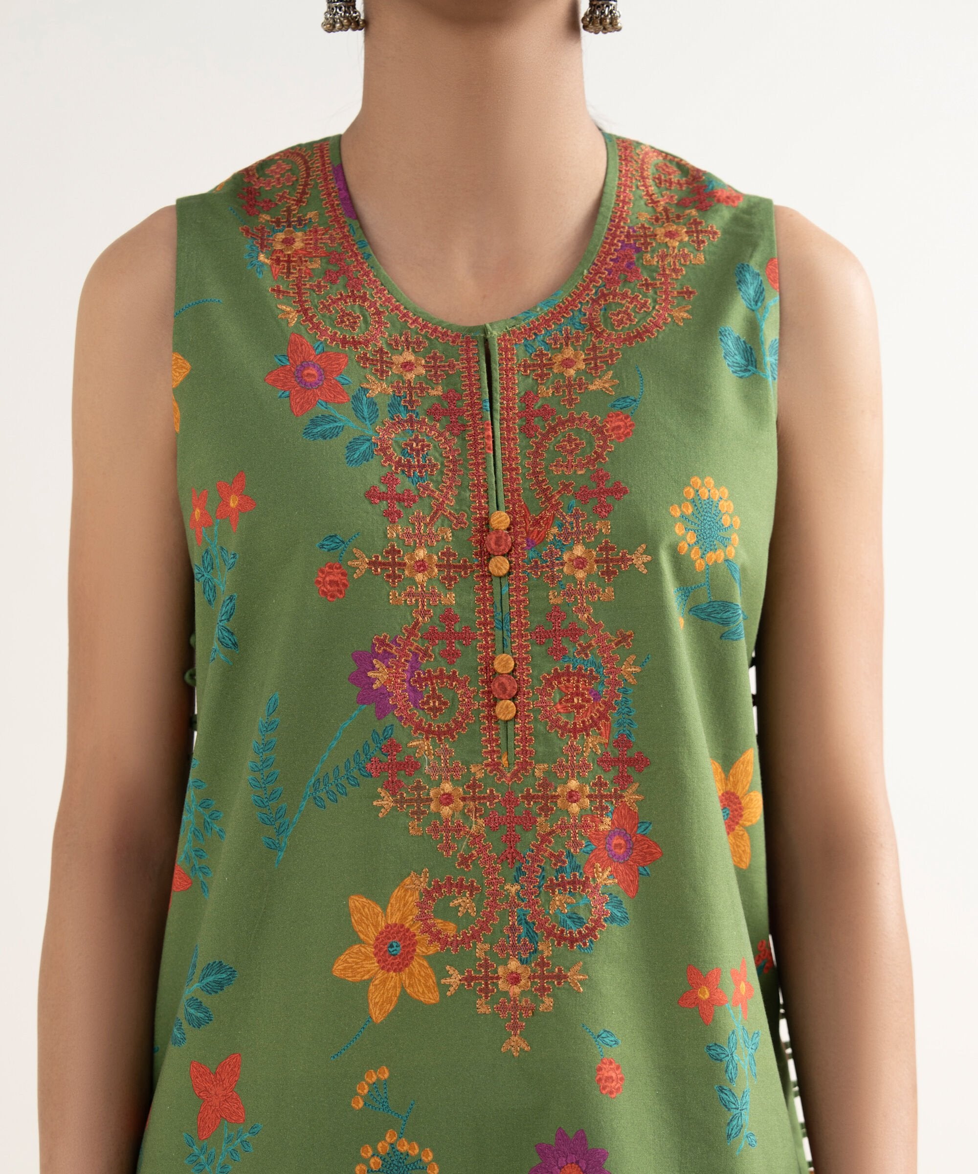 3 Piece - Embroidered Cotton Suit