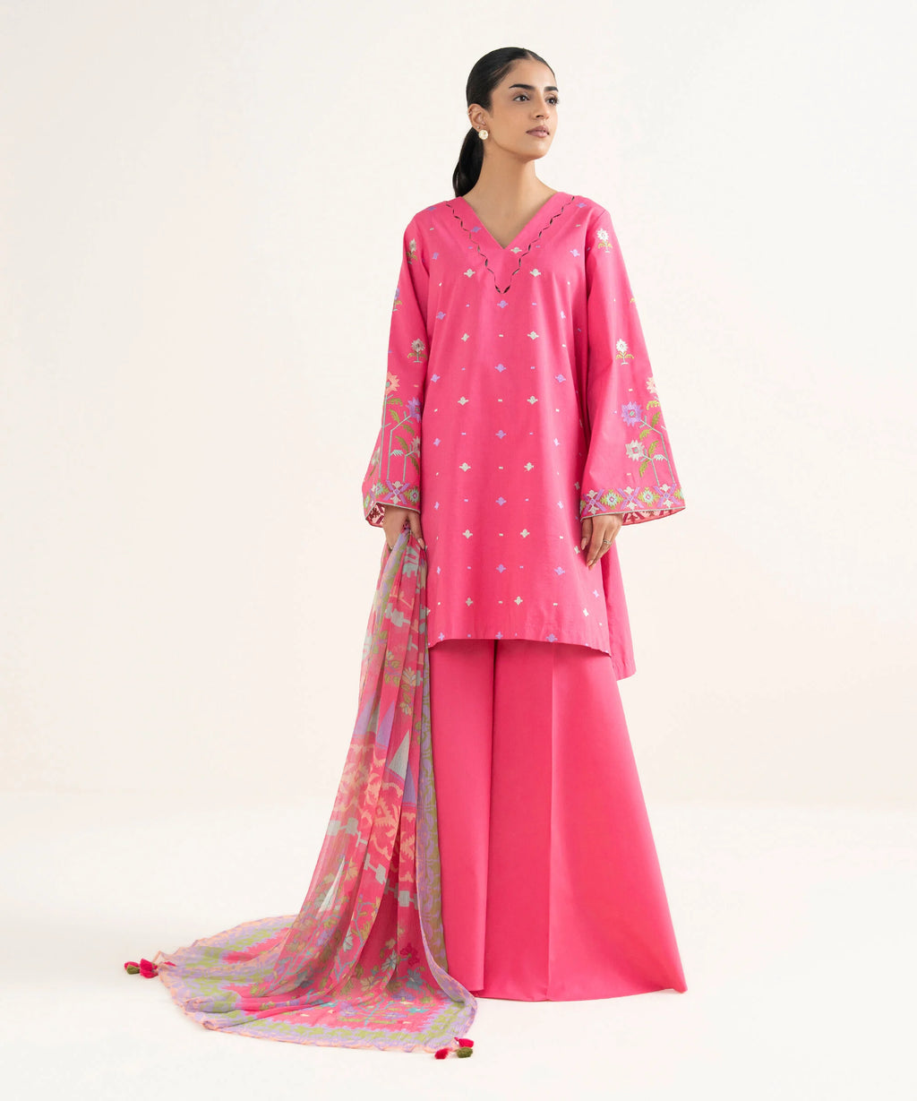 3 Piece - Embroidered Cotton Viscose Suit