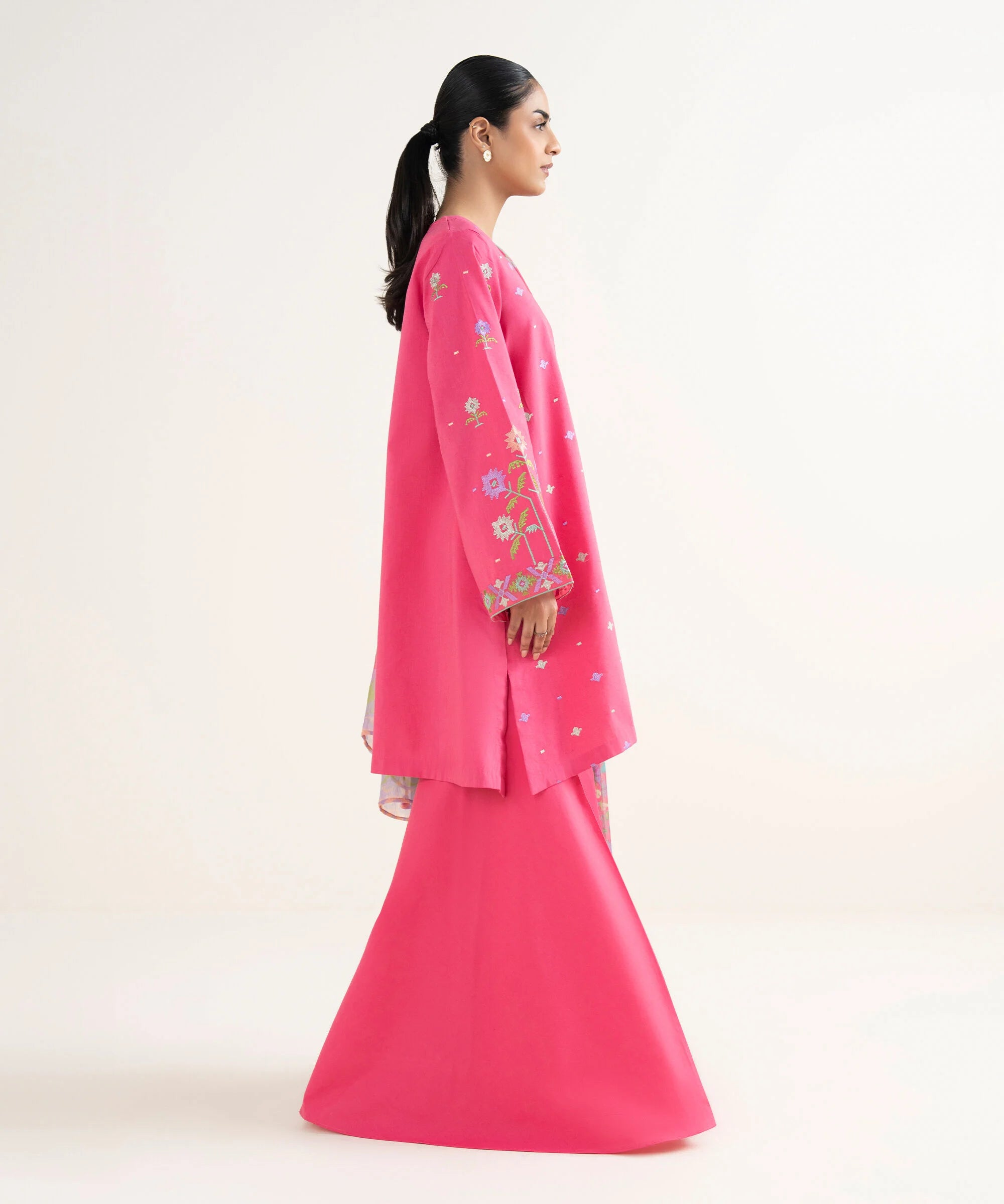 3 Piece - Embroidered Cotton Viscose Suit