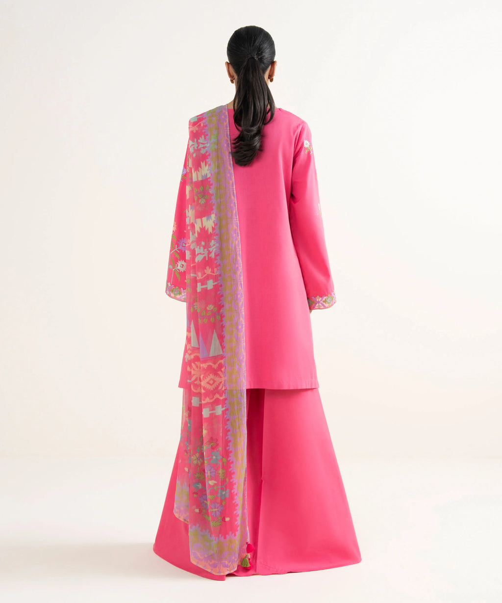3 Piece - Embroidered Cotton Viscose Suit