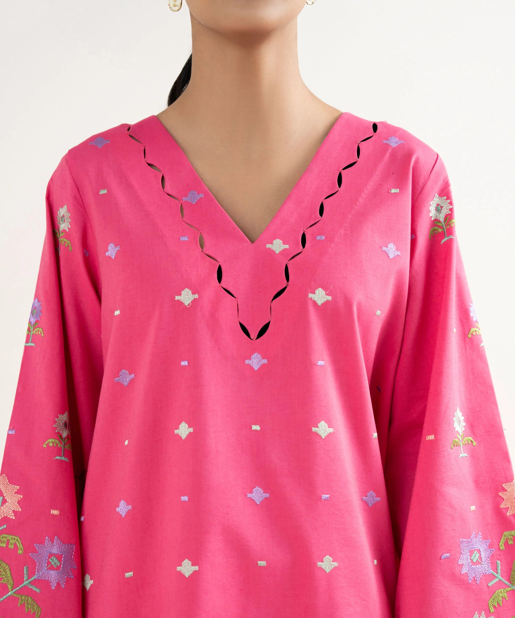 3 Piece - Embroidered Cotton Viscose Suit