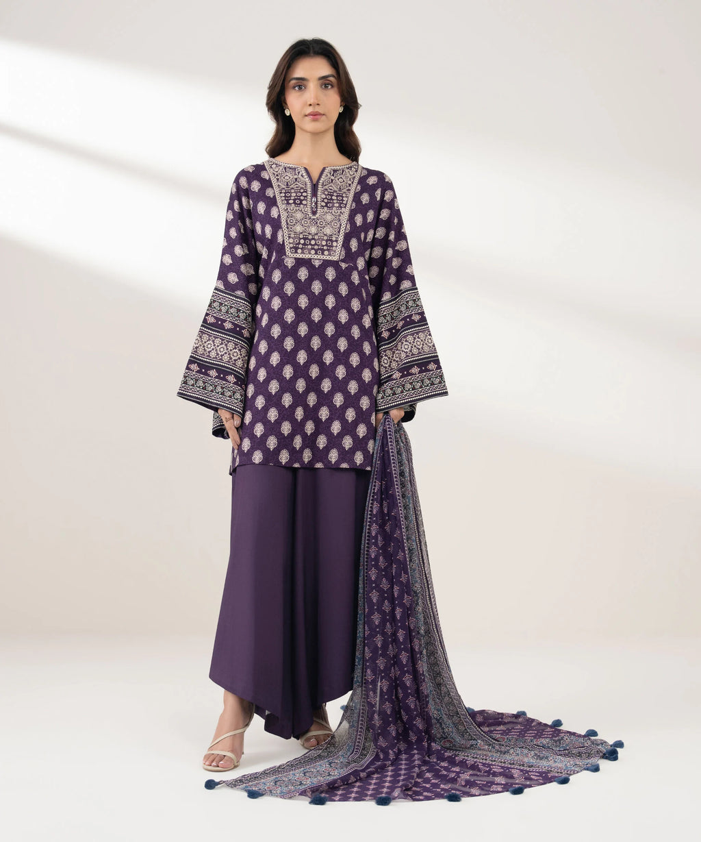 3 Piece - Embroidered Light Linen Suit