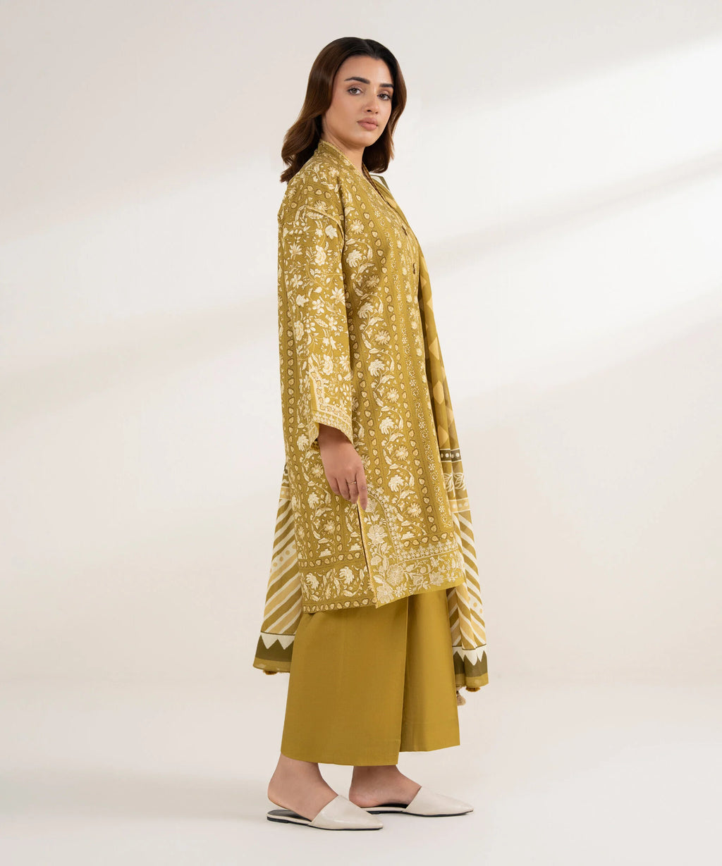 3 Piece - Embroidered Cotton Suit