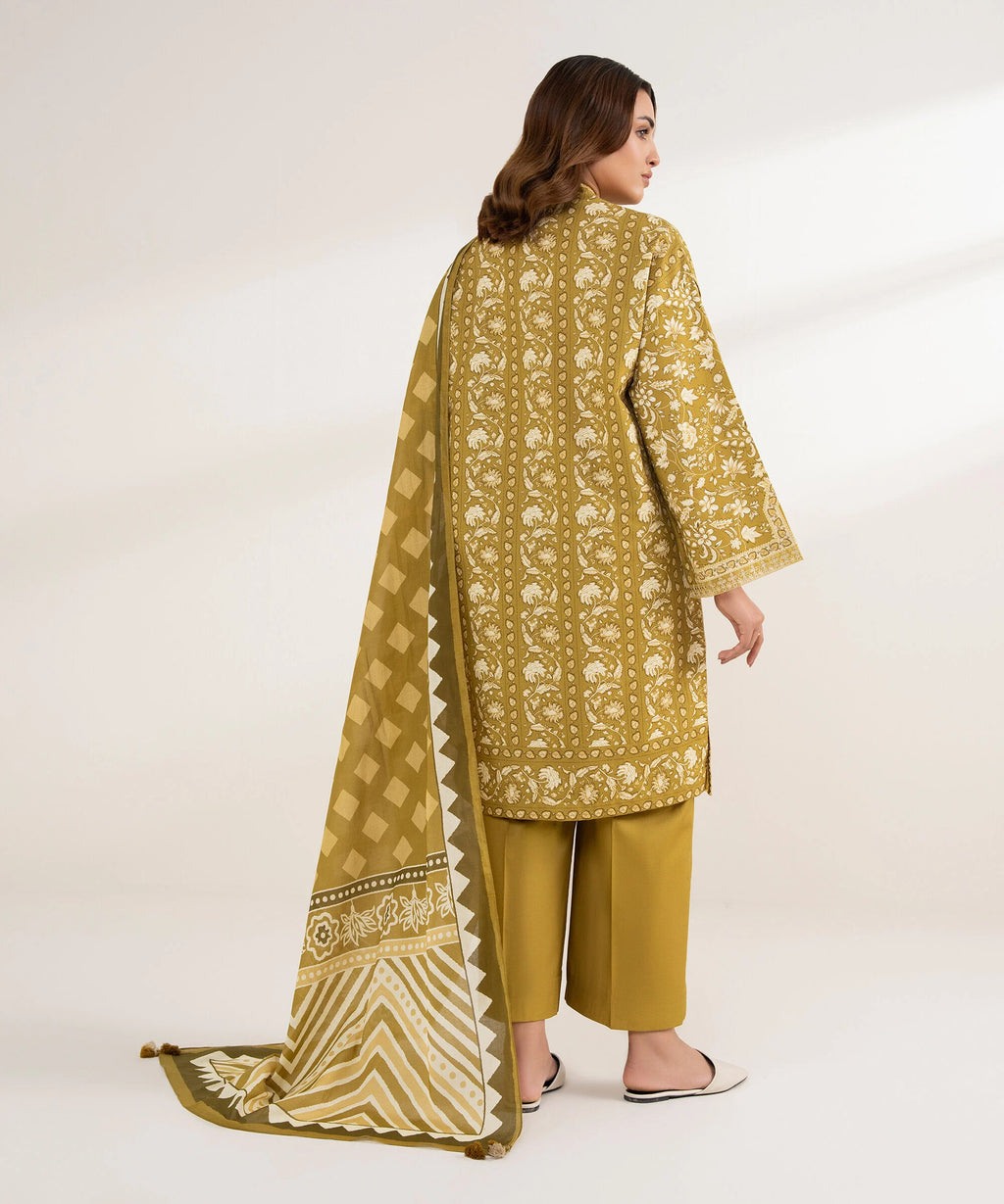 3 Piece - Embroidered Cotton Suit