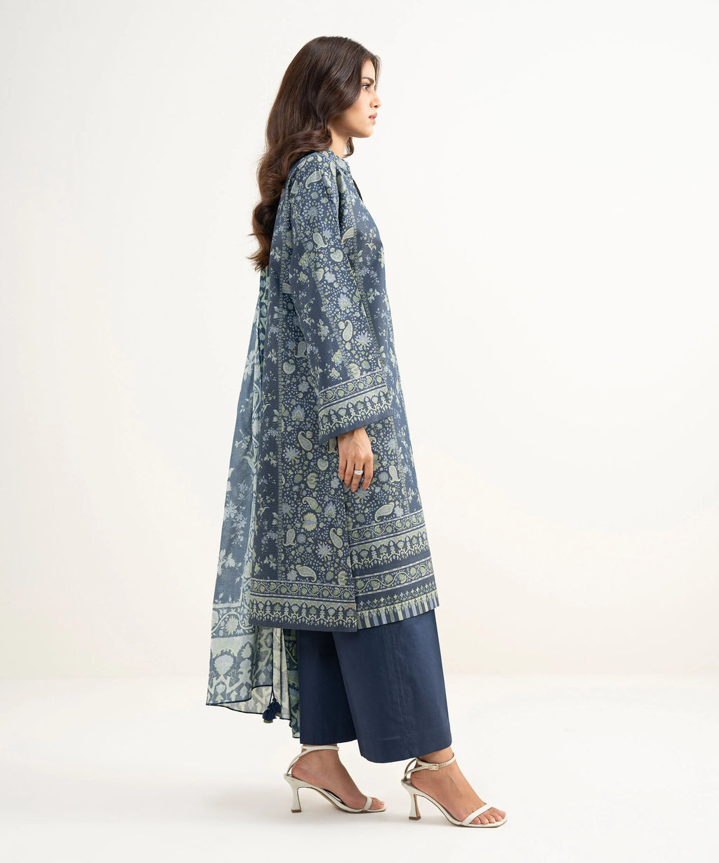 3 Piece - Embroidered Zari Lawn Suit