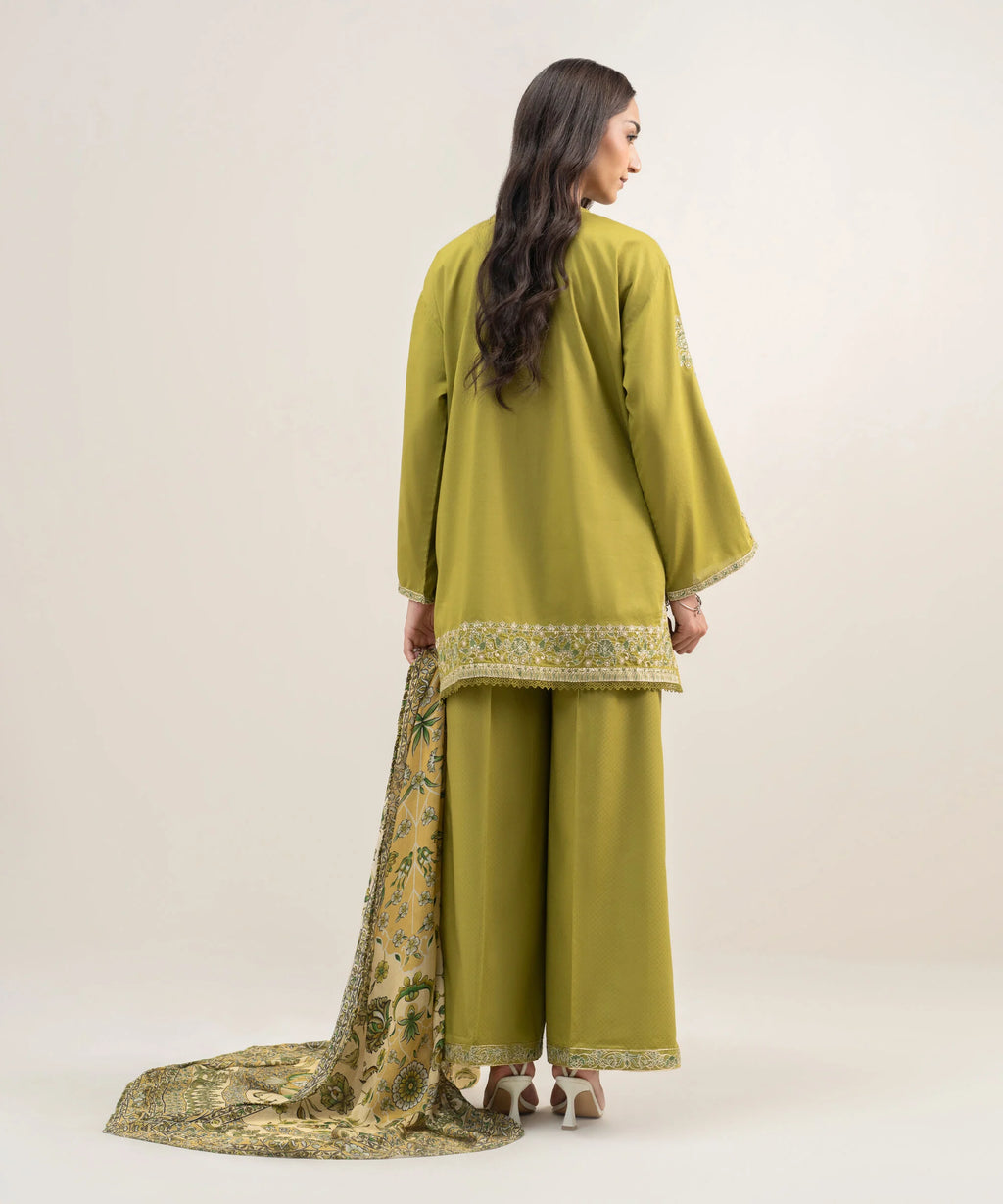 3 Piece - Embroidered Dobby Suit