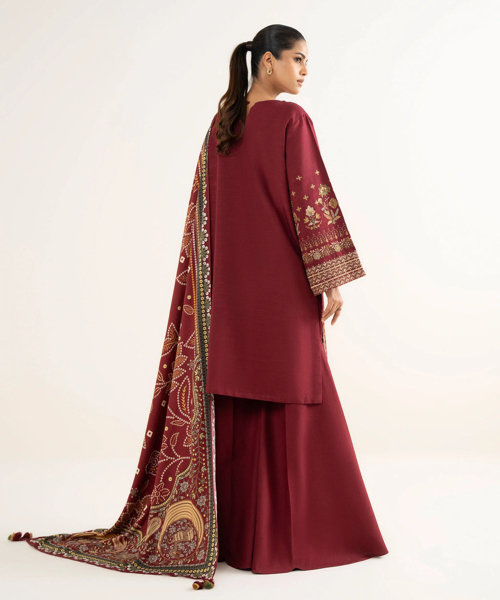 3 Piece - Embroidered Light Khaddar Suit