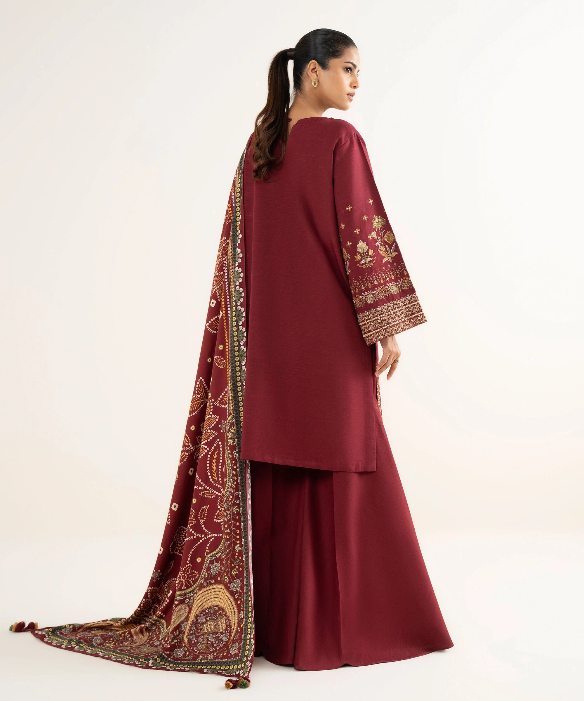 3 Piece - Embroidered Light Khaddar Suit