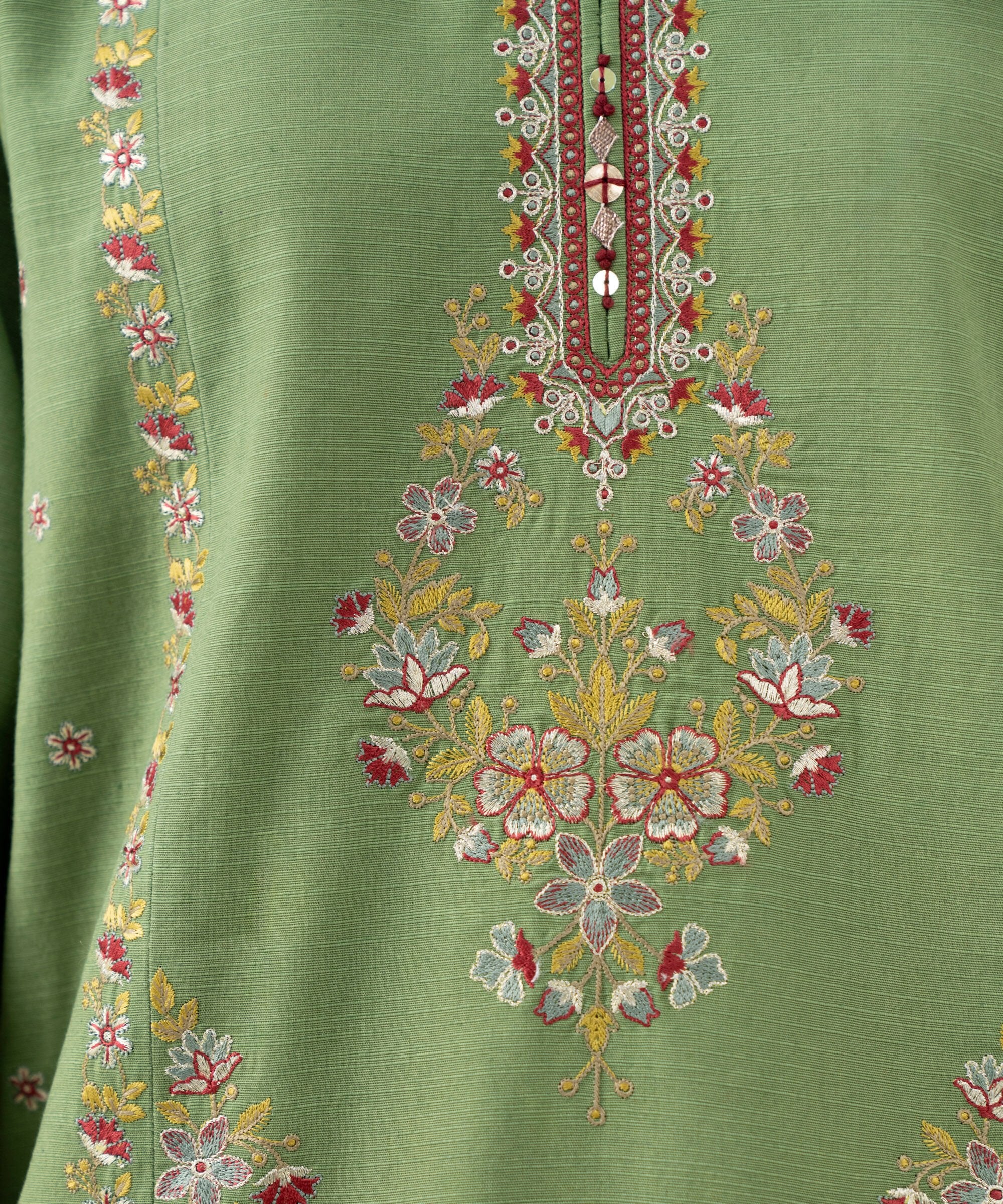 3 Piece - Embroidered Light Khaddar Suit