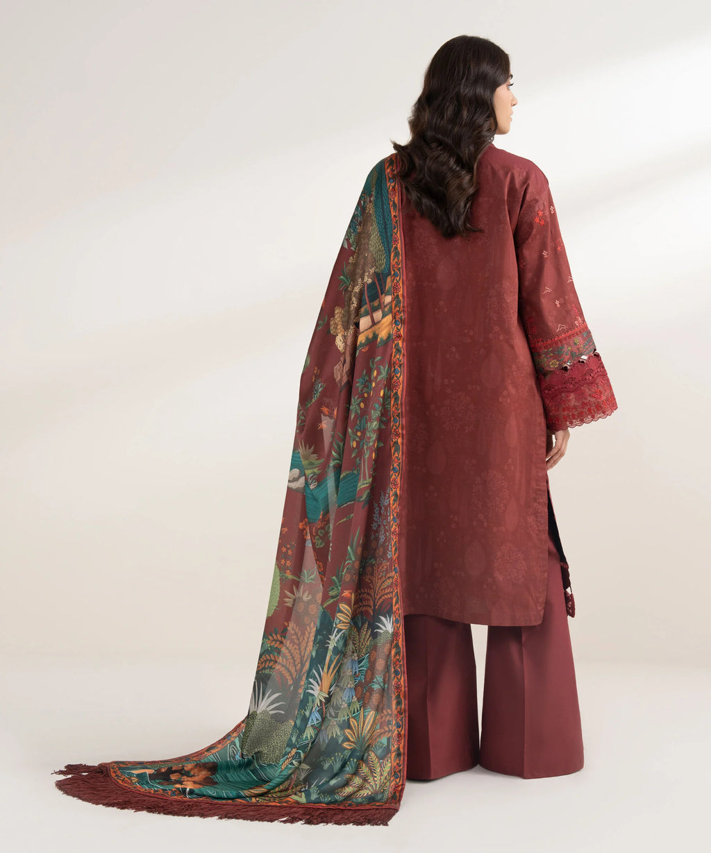 3 Piece - Embroidered Cotton Suit
