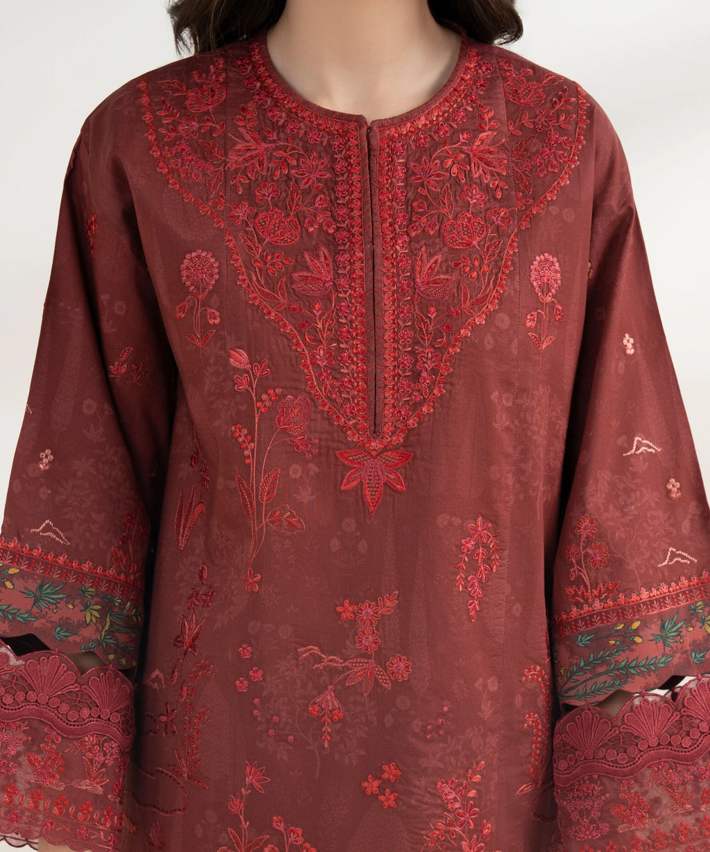 3 Piece - Embroidered Cotton Suit