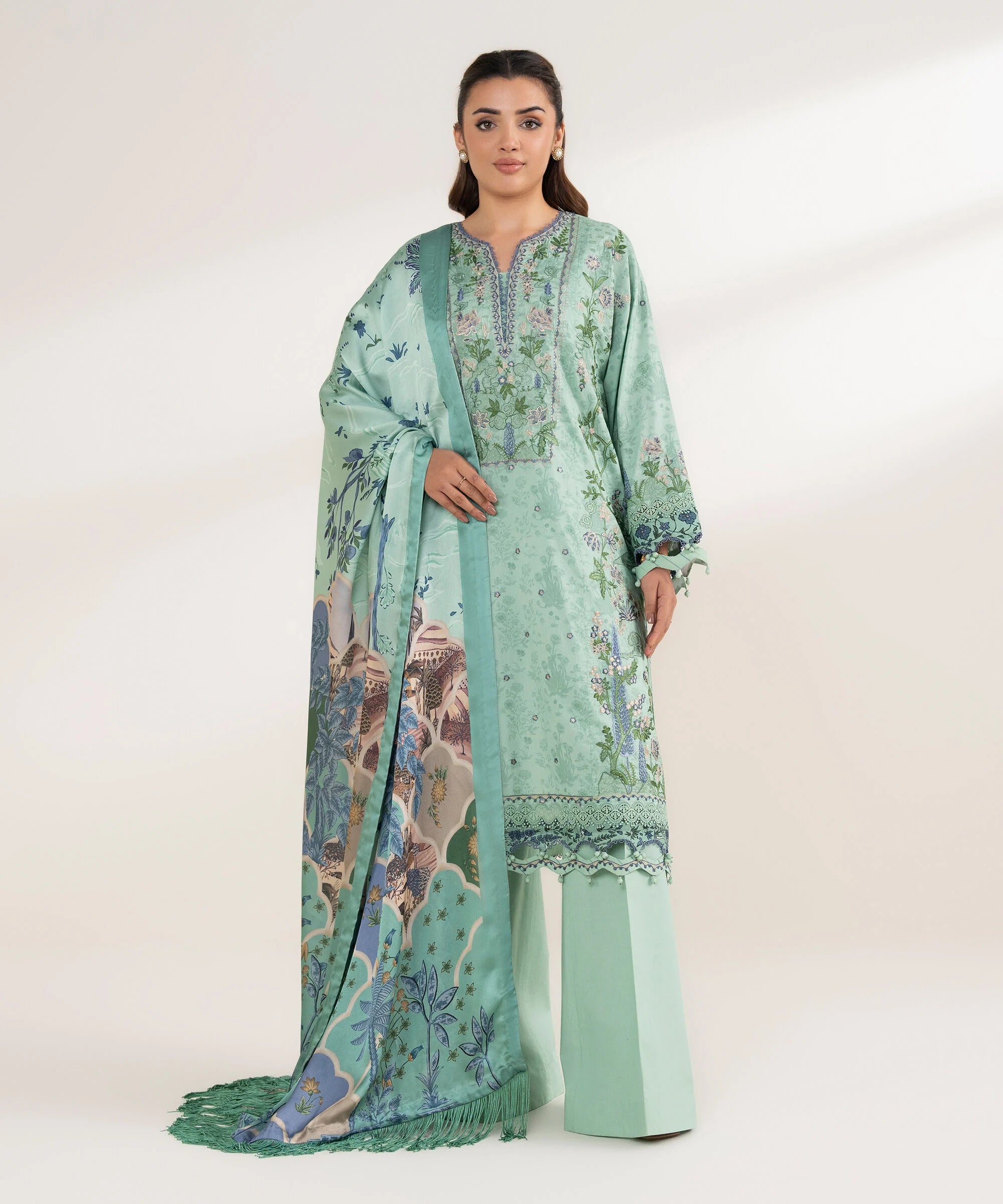 3 Piece - Embroidered Cotton Suit